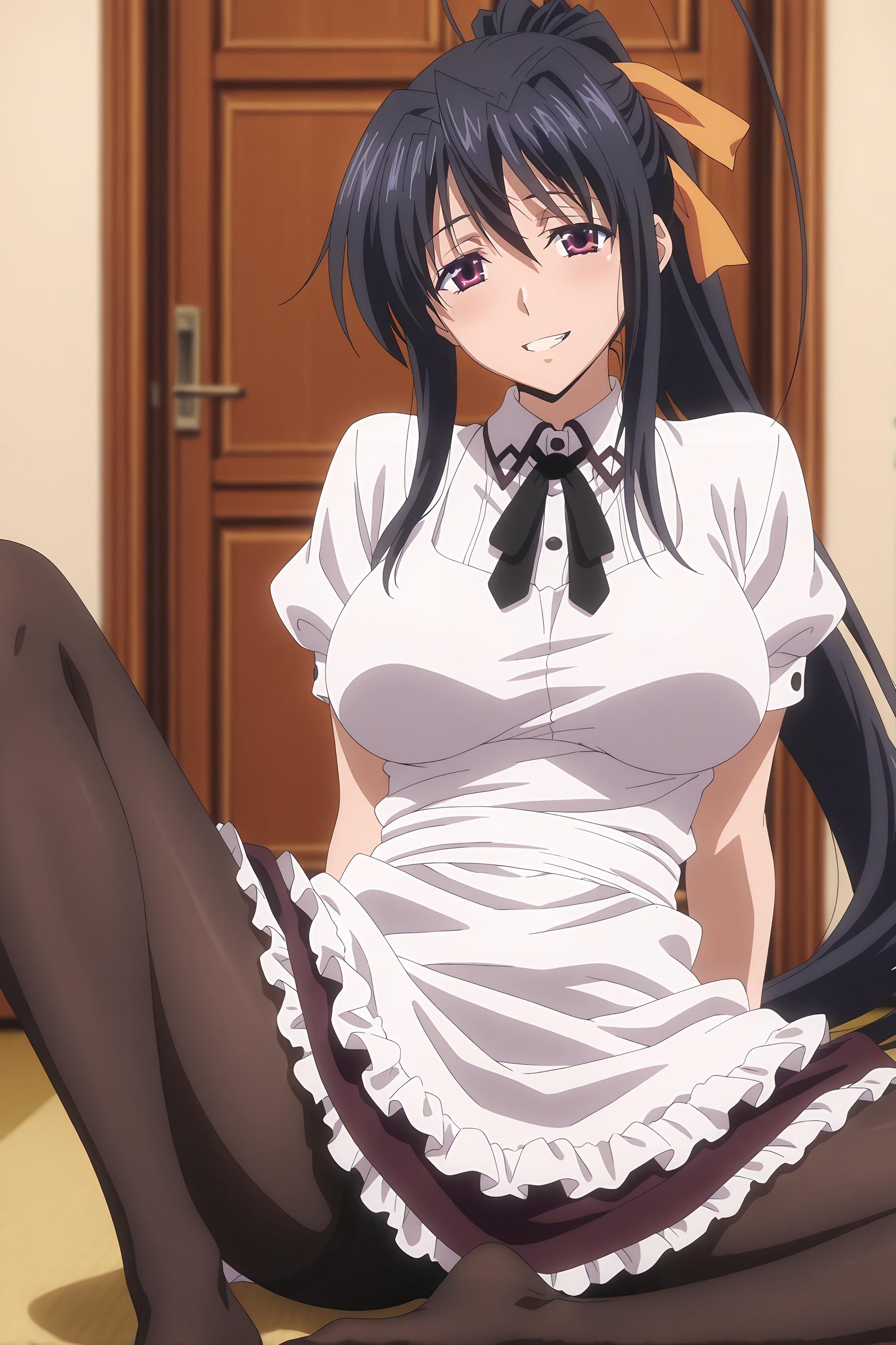 AI Generated Anime Girl - [2D] 姬岛朱乃 Himejima Akeno 黑发巫女装开档黑丝 紫电S调教 巨乳肉感无修正 32P