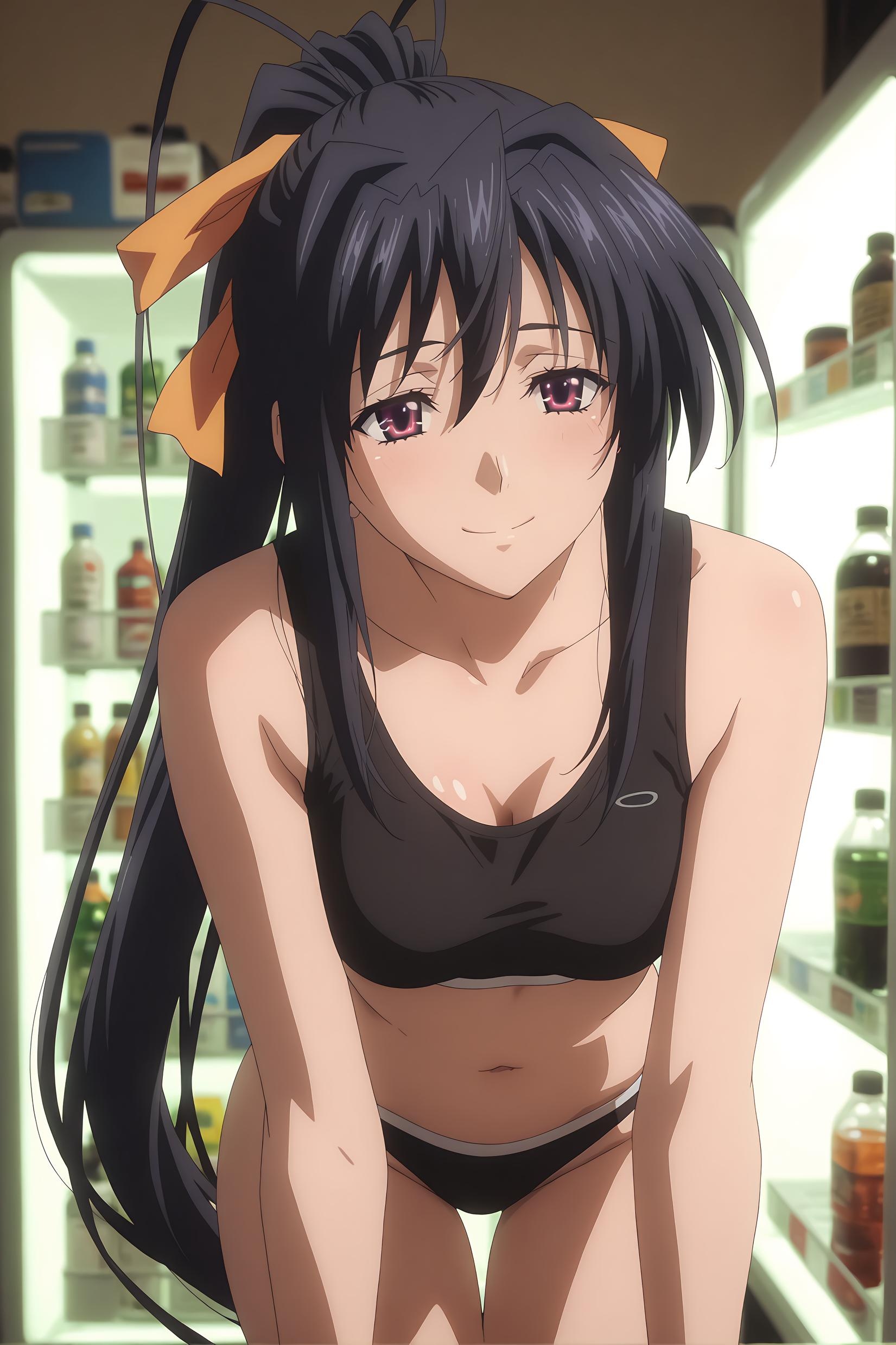 AI Generated Anime Girl - [2D] 姬岛朱乃 Himejima Akeno 黑发巫女装开档黑丝 紫电S调教 巨乳肉感无修正 32P