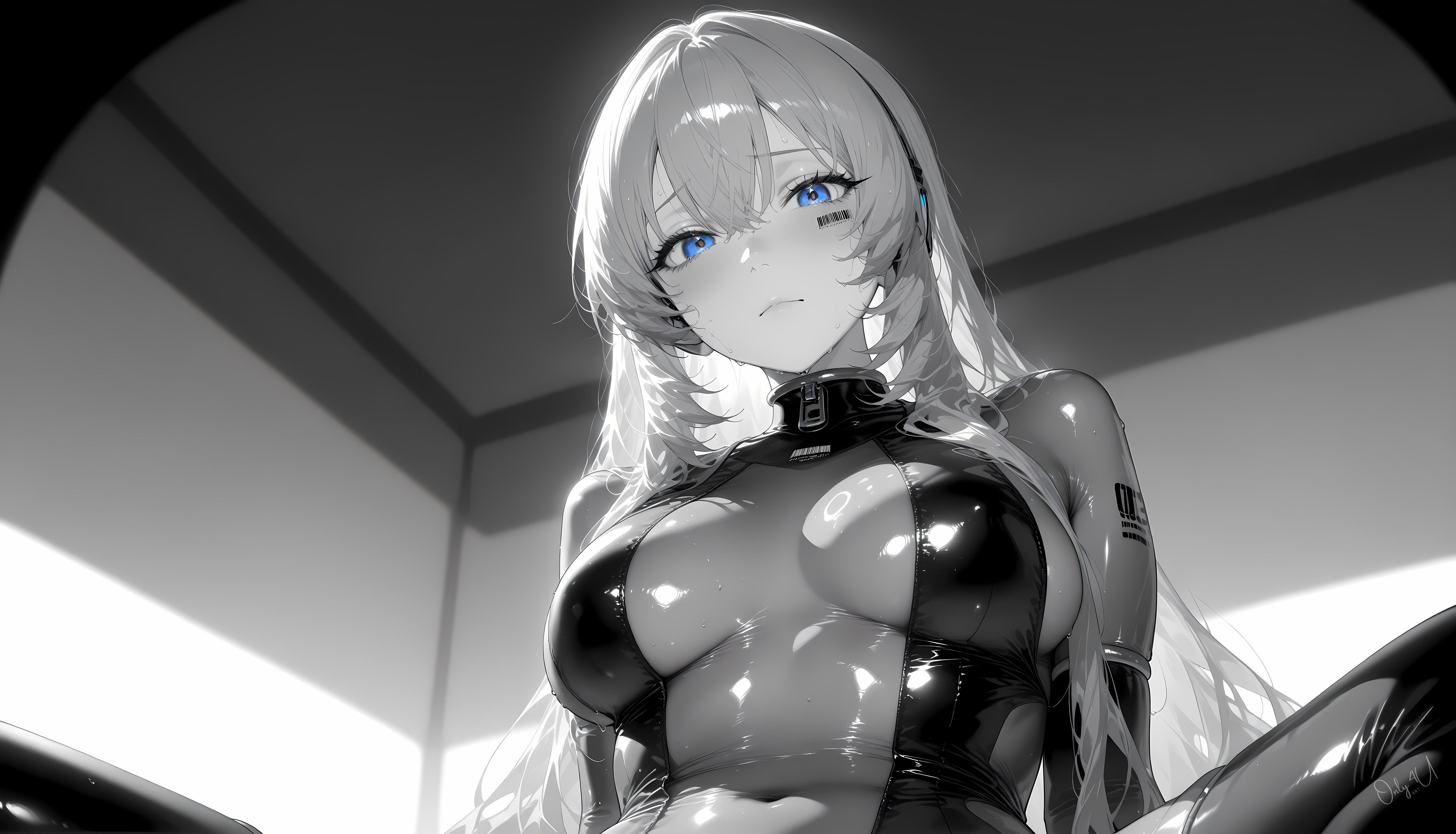 AI Generated Anime Girl - 巡音流歌 Megurine Luka 粉发歌姬皮衣开档黑丝 触手调教肉感无修正 62P