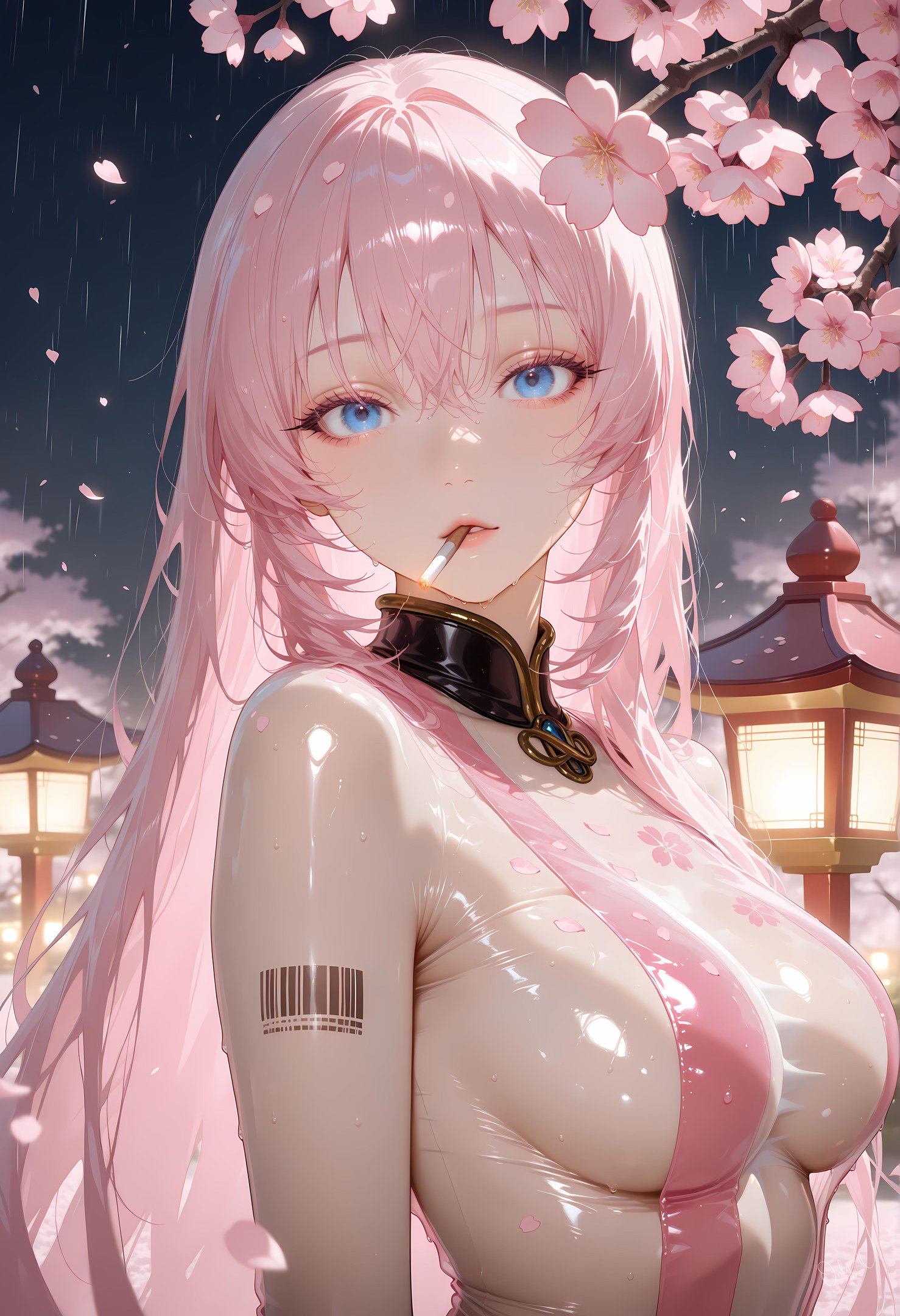 AI Generated Anime Girl - 巡音流歌 Megurine Luka 粉发歌姬皮衣开档黑丝 触手调教肉感无修正 62P