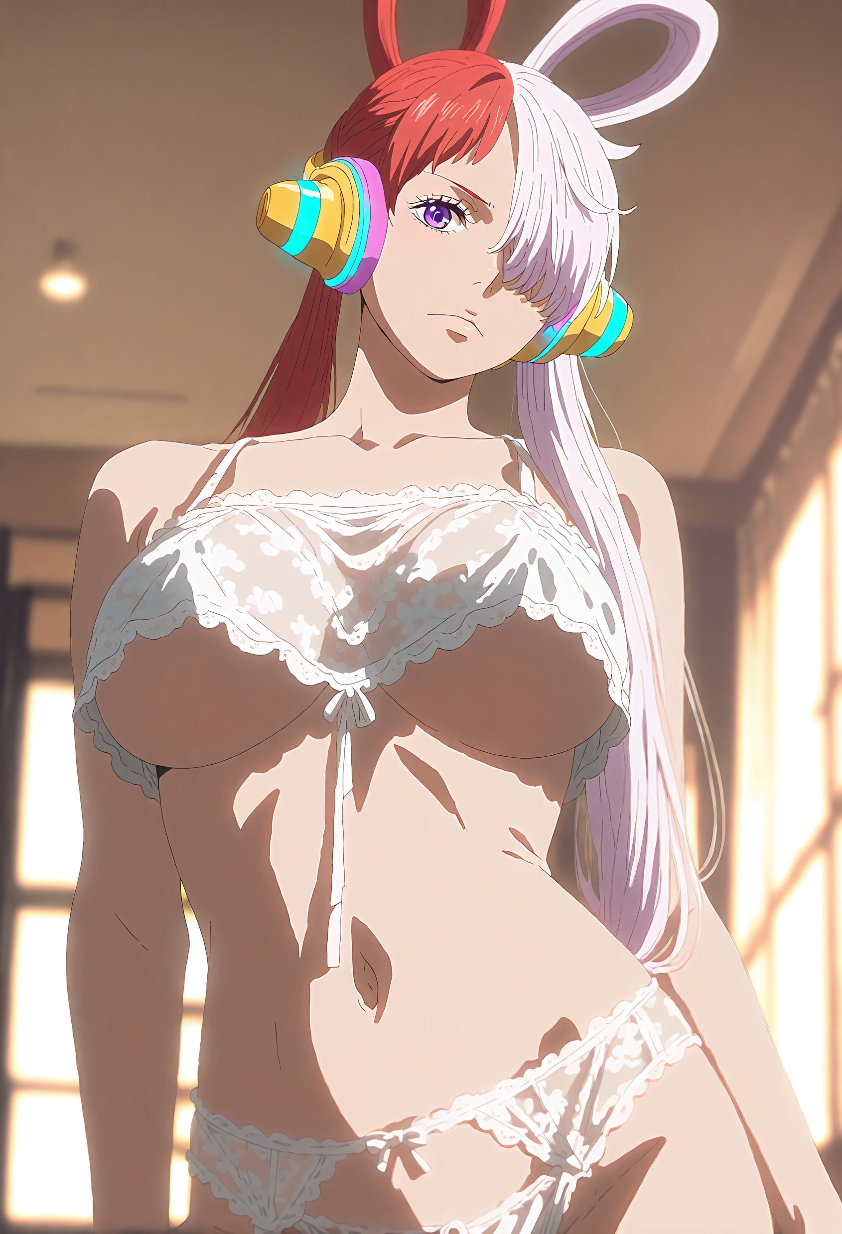 AI Generated Anime Girl - [2D] 乌塔 Uta (航海王：红发歌姬) 红发巨乳歌姬舞台装撕裂 黑丝开档音乐诱惑肉感无修正 47P