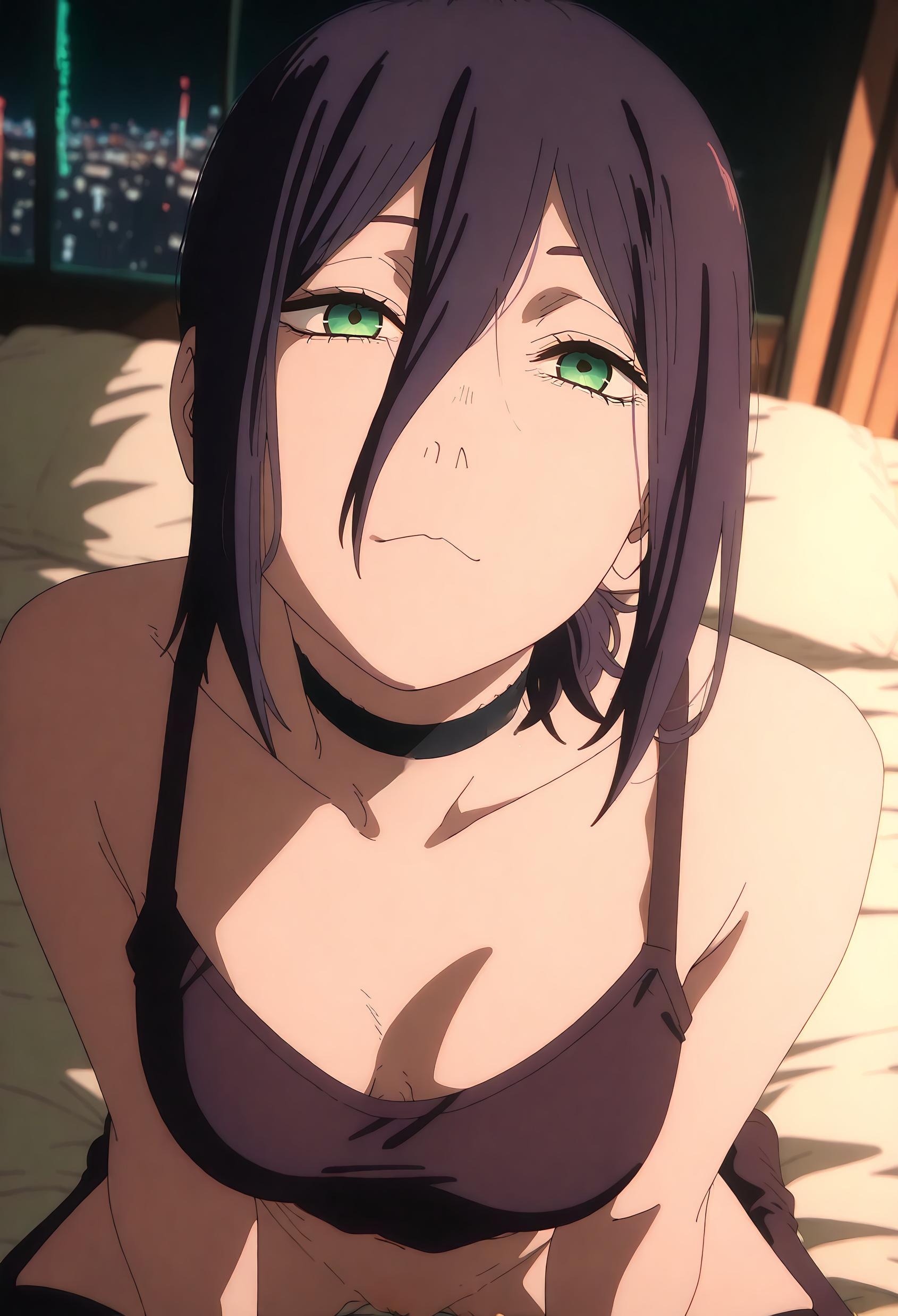AI Generated Anime Girl - [2D] 蕾塞 Reze (Chainsaw Man) 紫发炸弹少女校服撕裂 黑丝开档极致肉感无修正 66P