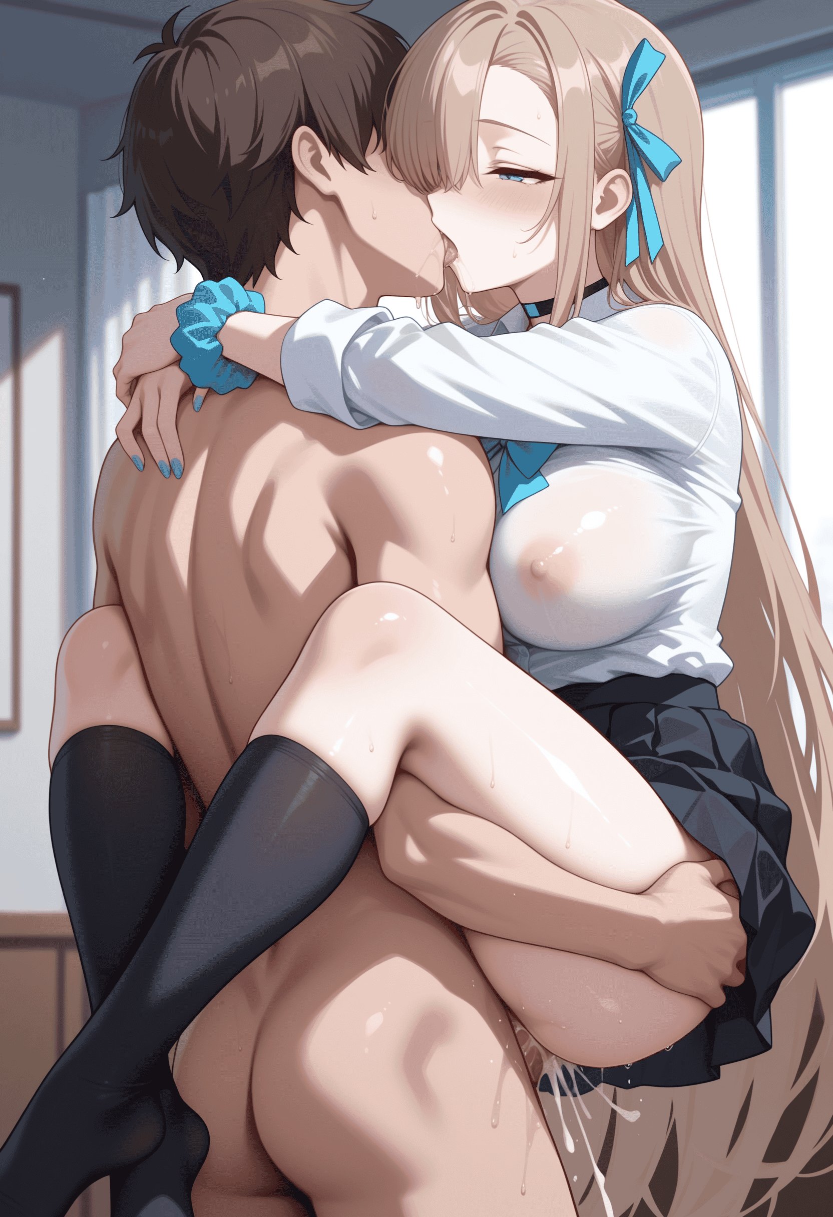 AI Generated Anime Girl - [2.5D] 一之濑明日奈 金发兔女郎巨乳 黑丝开档肉感 极致无修正 196P