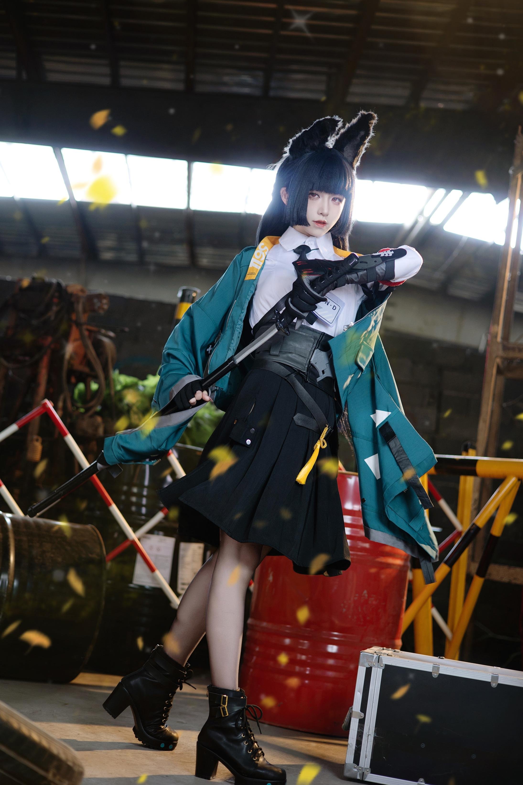 [cosplay] 双木扶苏 - cos 星见雅：真人写实绝区零虚狩狐娘 黑发狐耳撕裂和服巨乳黑丝开档 极致诱惑无修正 30P