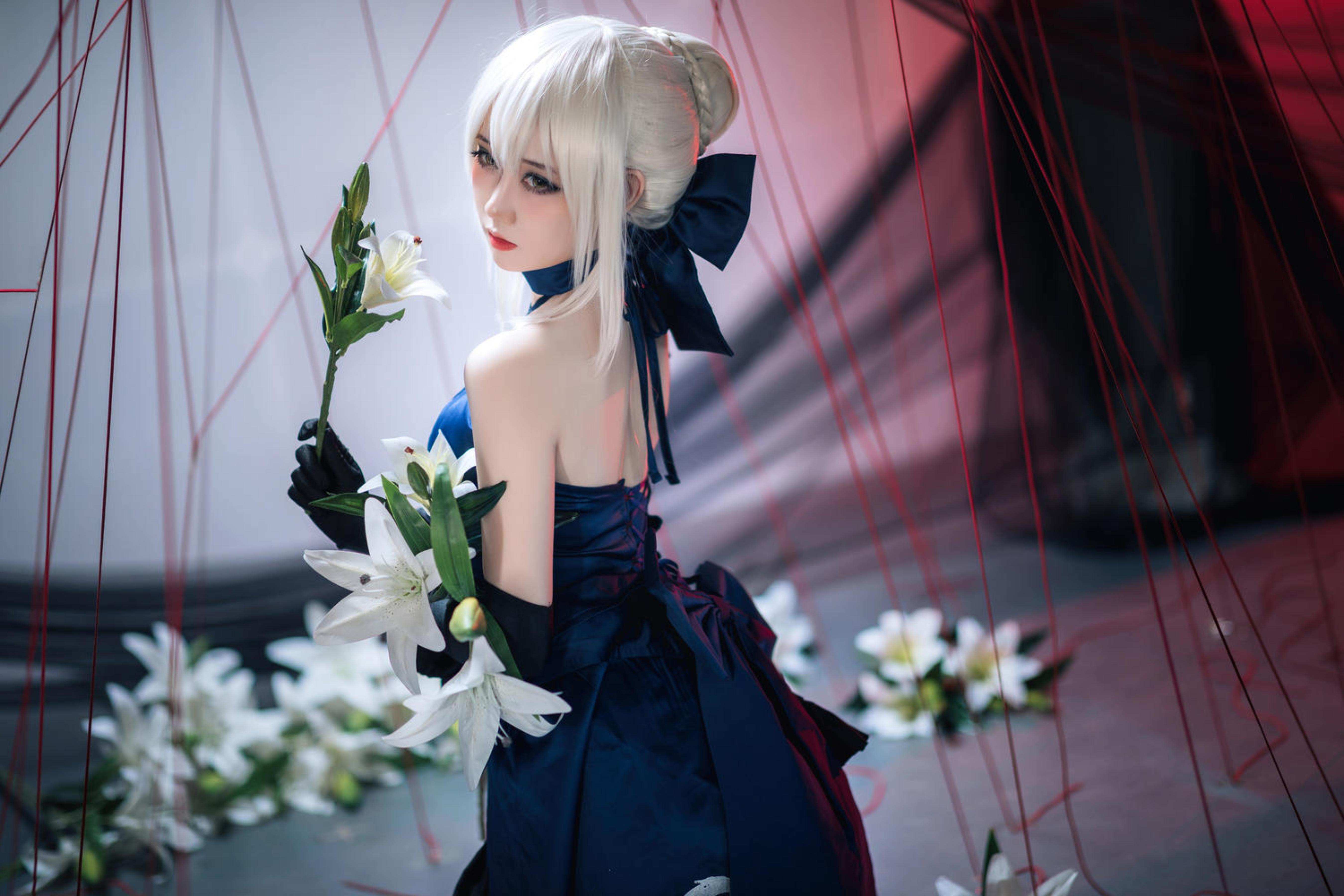 [cosplay] 焖焖碳 - cos 黑贞德：真人写实黑化复仇者龙娘 撕裂旗袍巨乳黑丝开档 极致堕落无修正调教 72P