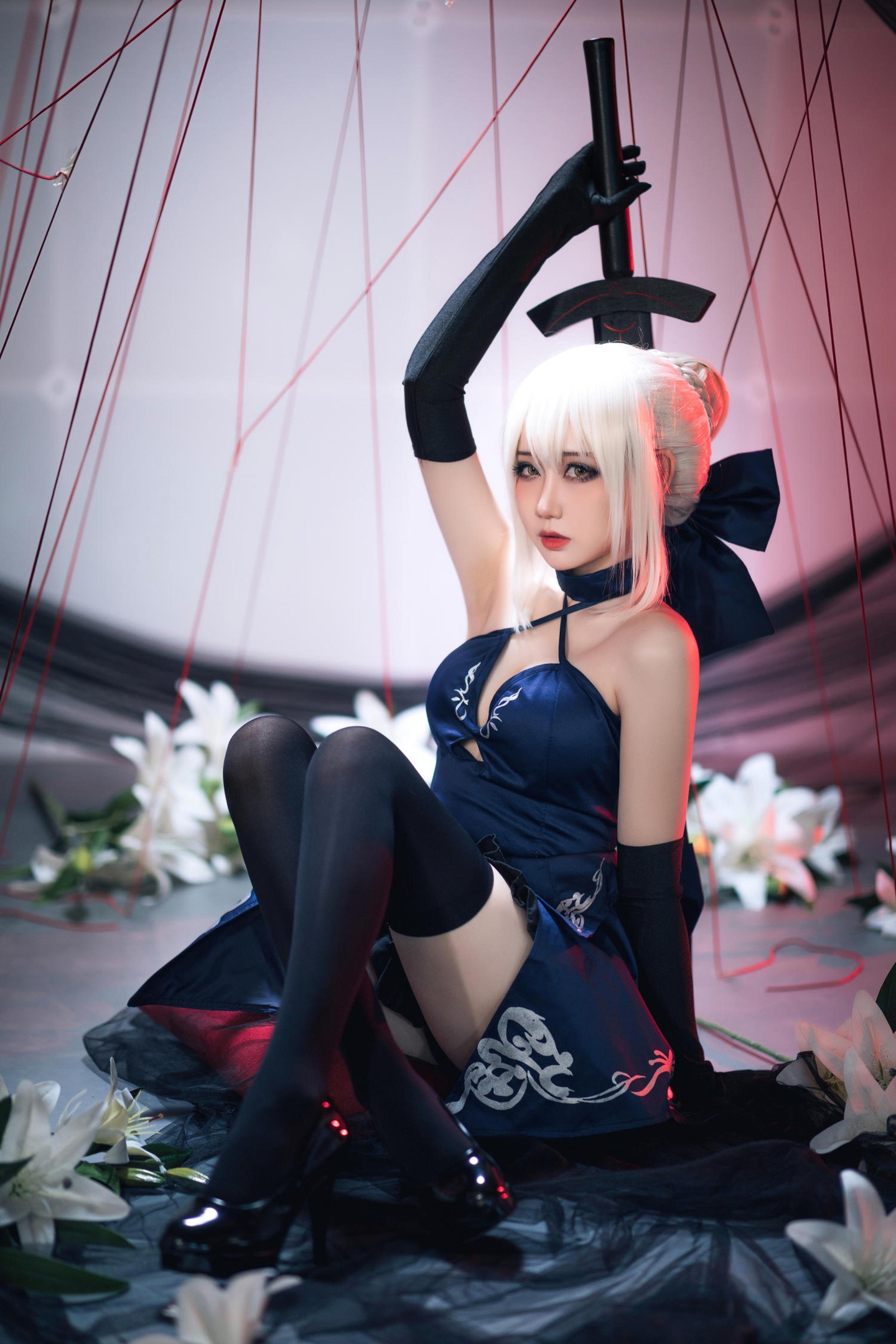 [cosplay] 焖焖碳 - cos 黑贞德：真人写实黑化复仇者龙娘 撕裂旗袍巨乳黑丝开档 极致堕落无修正调教 72P