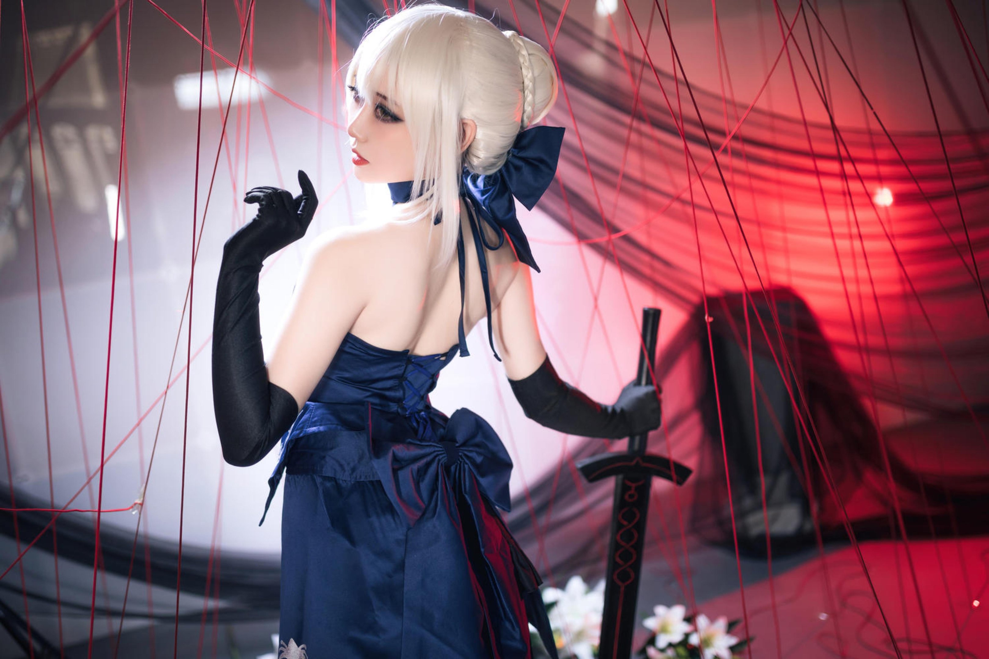 [cosplay] 焖焖碳 - cos 黑贞德：真人写实黑化复仇者龙娘 撕裂旗袍巨乳黑丝开档 极致堕落无修正调教 72P