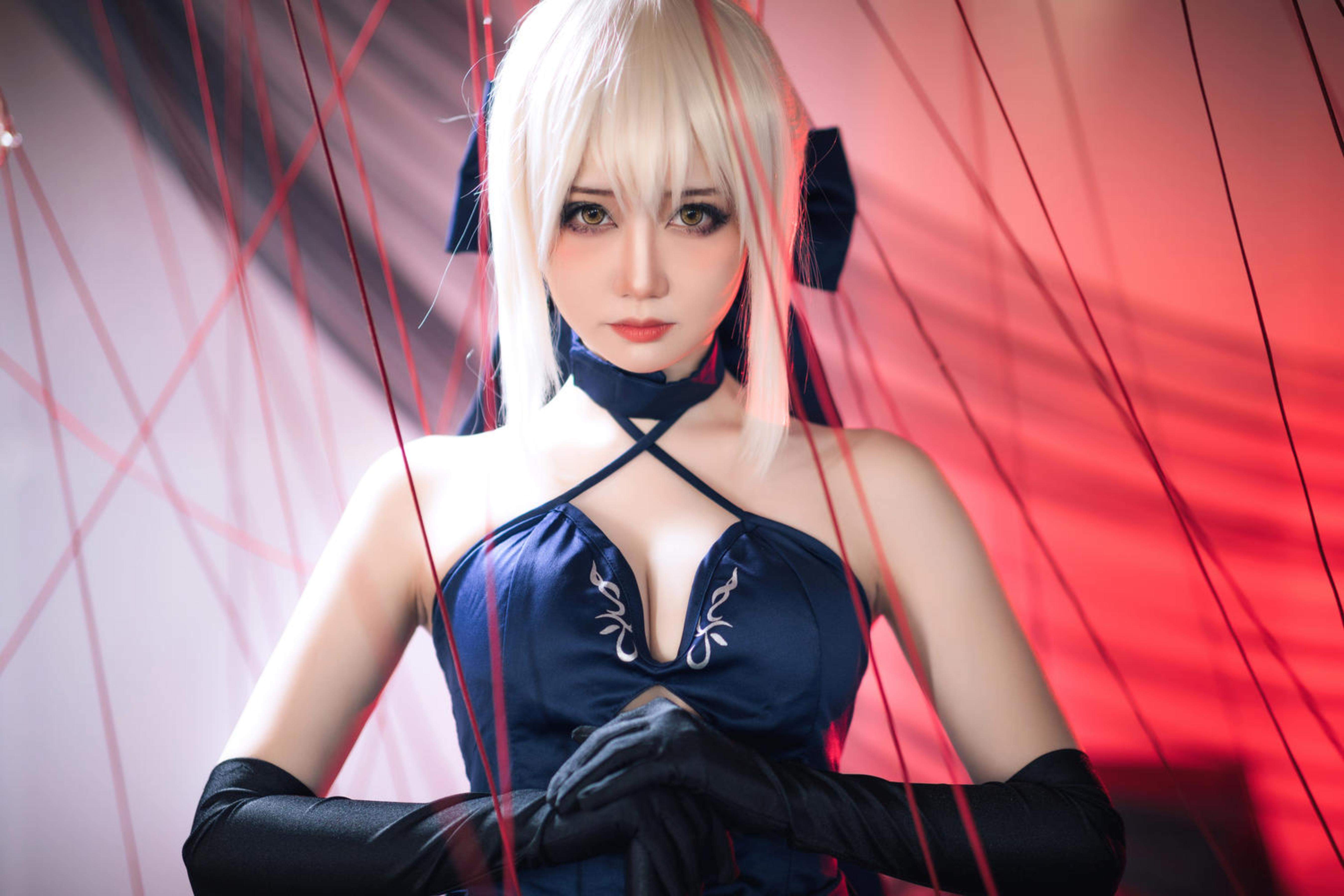 [cosplay] 焖焖碳 - cos 黑贞德：真人写实黑化复仇者龙娘 撕裂旗袍巨乳黑丝开档 极致堕落无修正调教 72P