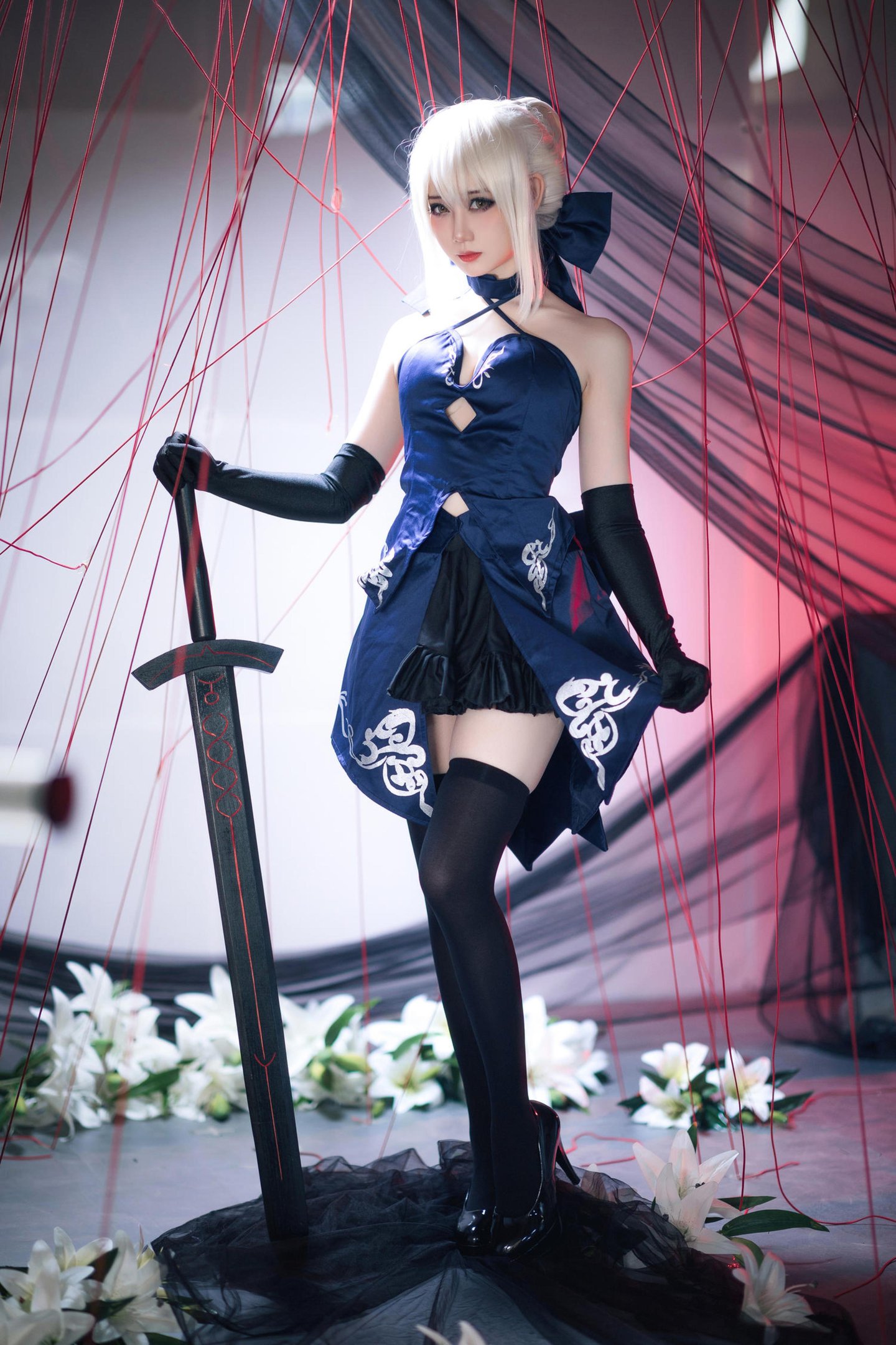 [cosplay] 焖焖碳 - cos 黑贞德：真人写实黑化复仇者龙娘 撕裂旗袍巨乳黑丝开档 极致堕落无修正调教 72P