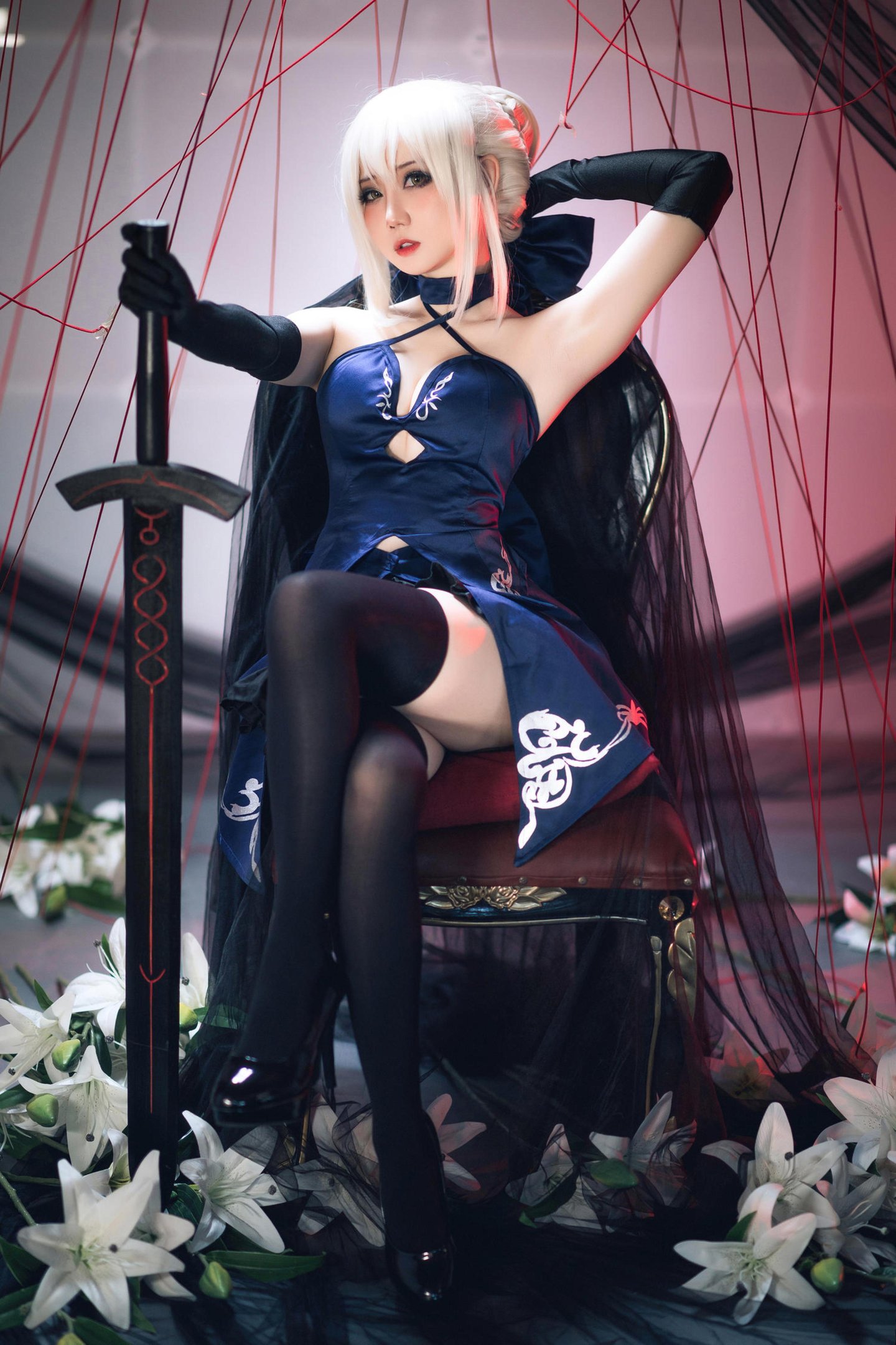 [cosplay] 焖焖碳 - cos 黑贞德：真人写实黑化复仇者龙娘 撕裂旗袍巨乳黑丝开档 极致堕落无修正调教 72P