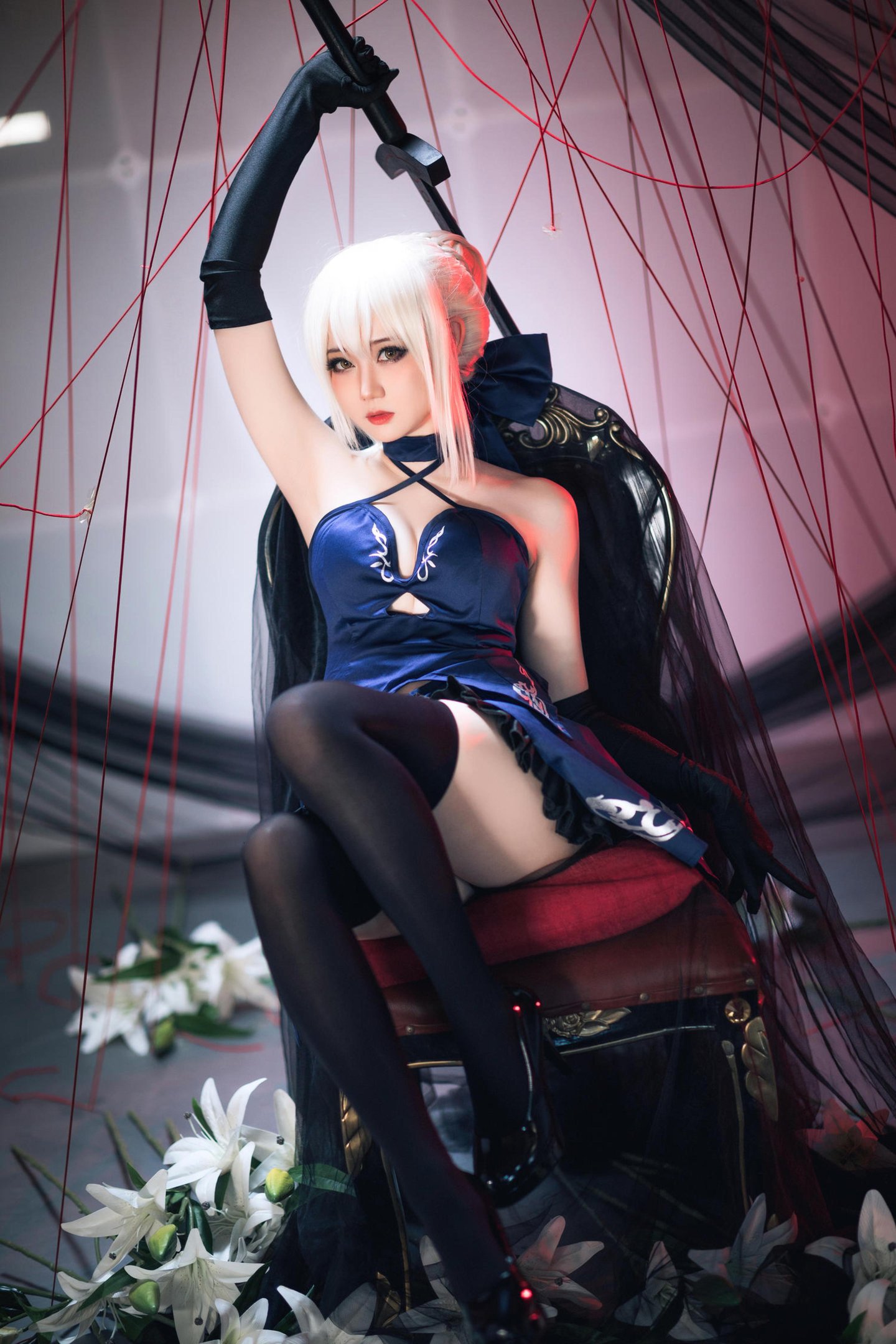 [cosplay] 焖焖碳 - cos 黑贞德：真人写实黑化复仇者龙娘 撕裂旗袍巨乳黑丝开档 极致堕落无修正调教 72P