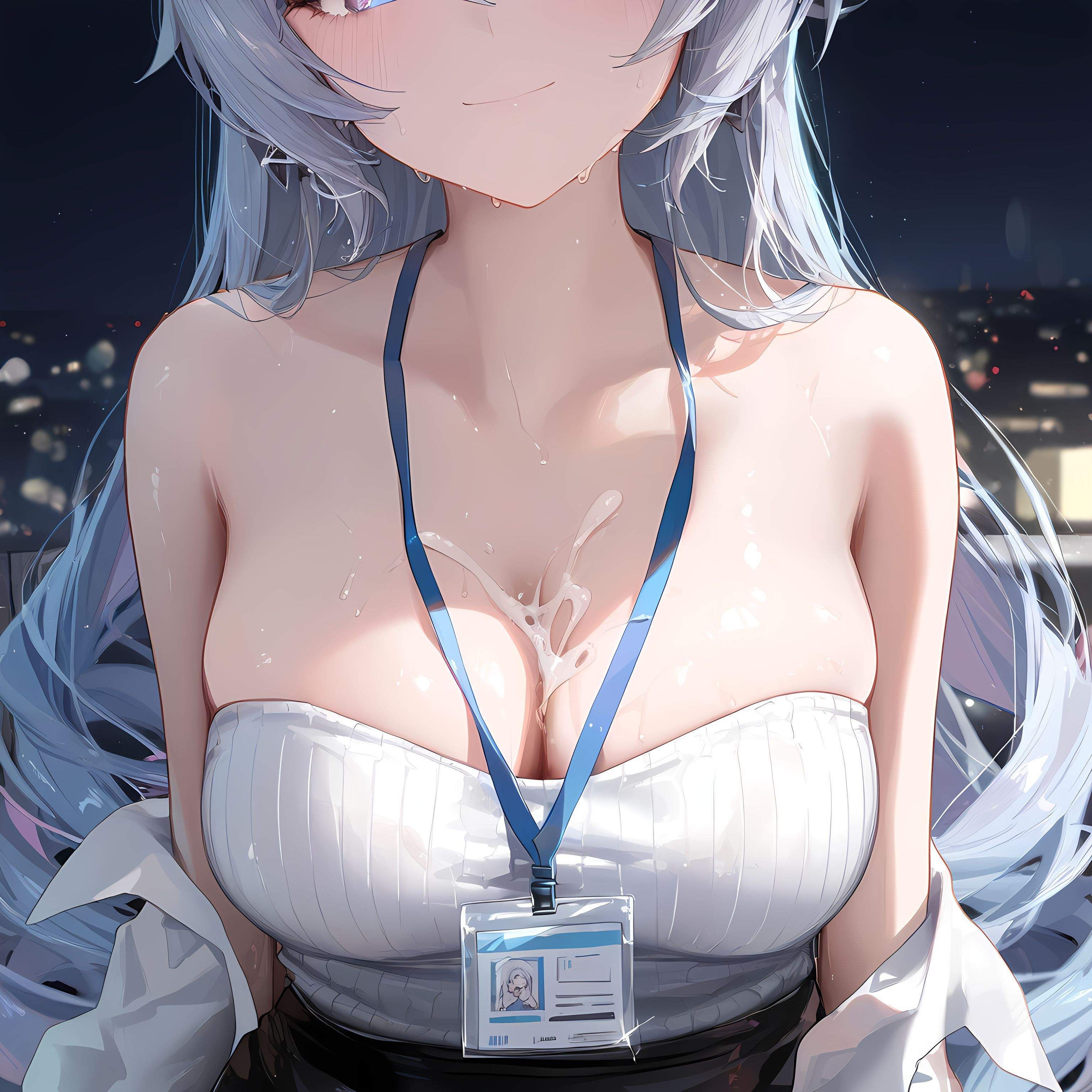 AI Generated Anime Girl - [2D] 布洛妮娅：崩坏3银发紫瞳黑客少女 机械失灵的OL制服诱惑 蓝光数据流中堕落 290P
