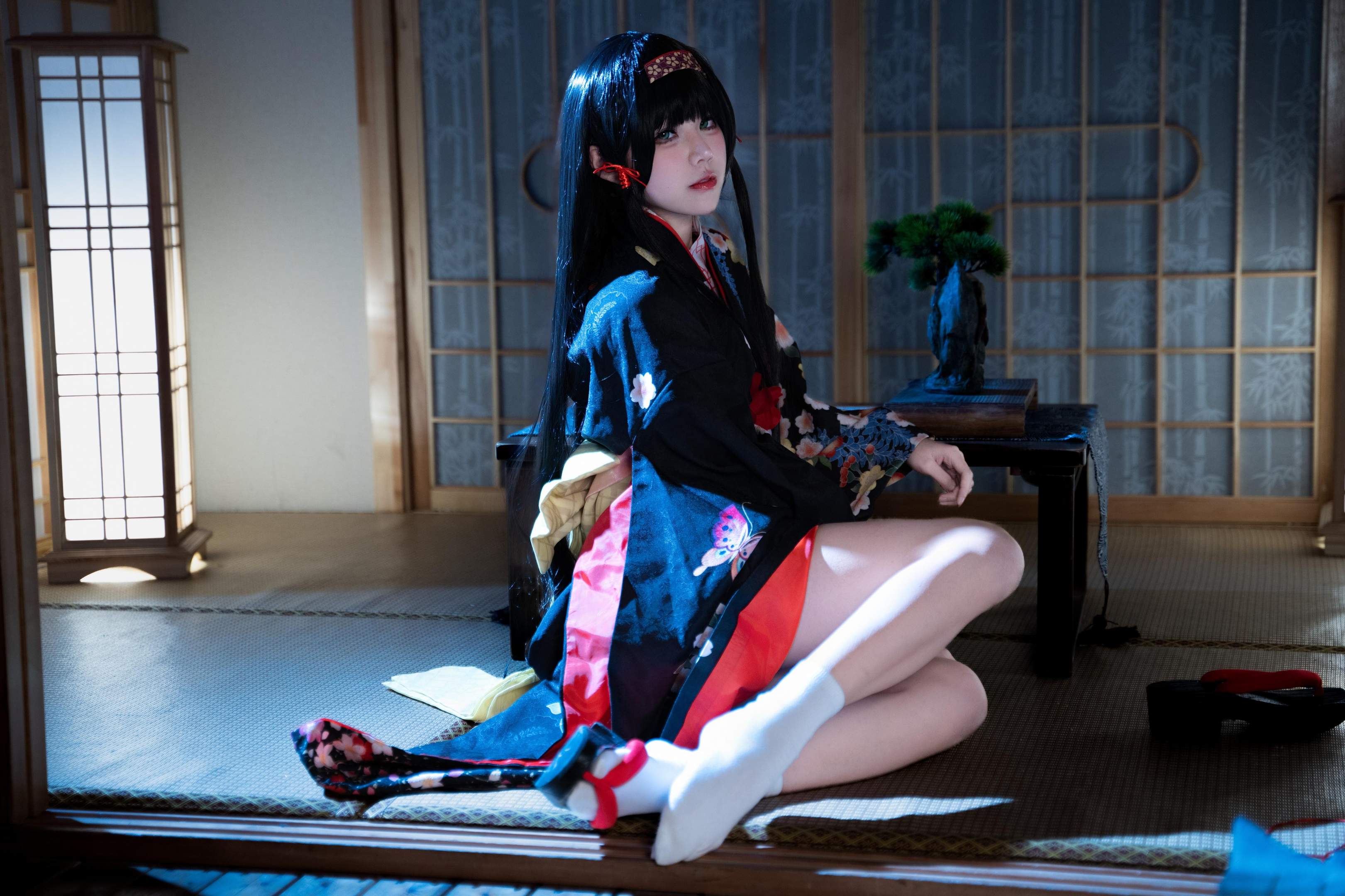 [cosplay] 清水凪 - [真人写实] cos 莲华：白发兽耳猫娘御姐 巨乳黑丝开档湿身透视 62P