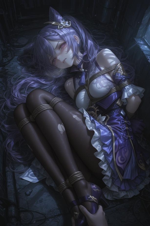 AI Generated Anime Girl - [2D] 刻晴Keqing：原神紫发巨乳多角色 学生护士女仆兔郎体操服皮衣透明裸围裙 旗袍开档诱惑 152P