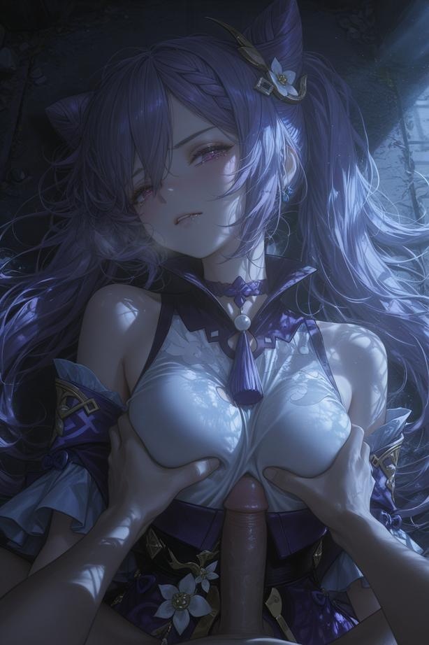 AI Generated Anime Girl - [2D] 刻晴Keqing：原神紫发巨乳多角色 学生护士女仆兔郎体操服皮衣透明裸围裙 旗袍开档诱惑 152P