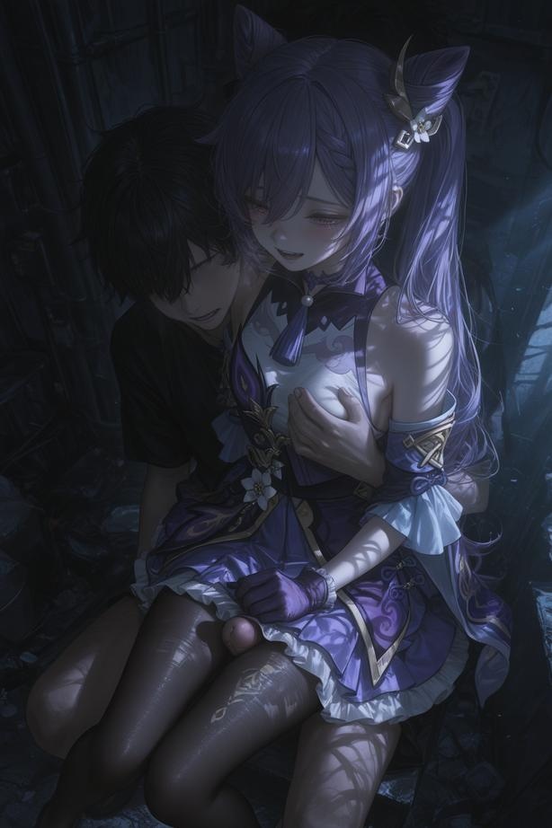 AI Generated Anime Girl - [2D] 刻晴Keqing：原神紫发巨乳多角色 学生护士女仆兔郎体操服皮衣透明裸围裙 旗袍开档诱惑 152P