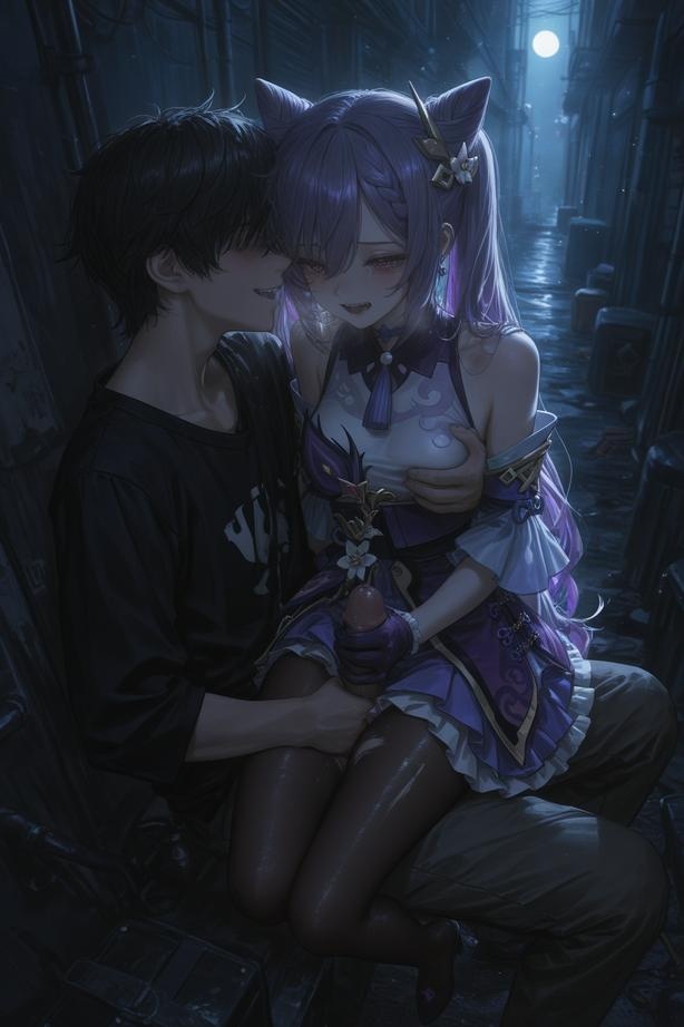 AI Generated Anime Girl - [2D] 刻晴Keqing：原神紫发巨乳多角色 学生护士女仆兔郎体操服皮衣透明裸围裙 旗袍开档诱惑 152P