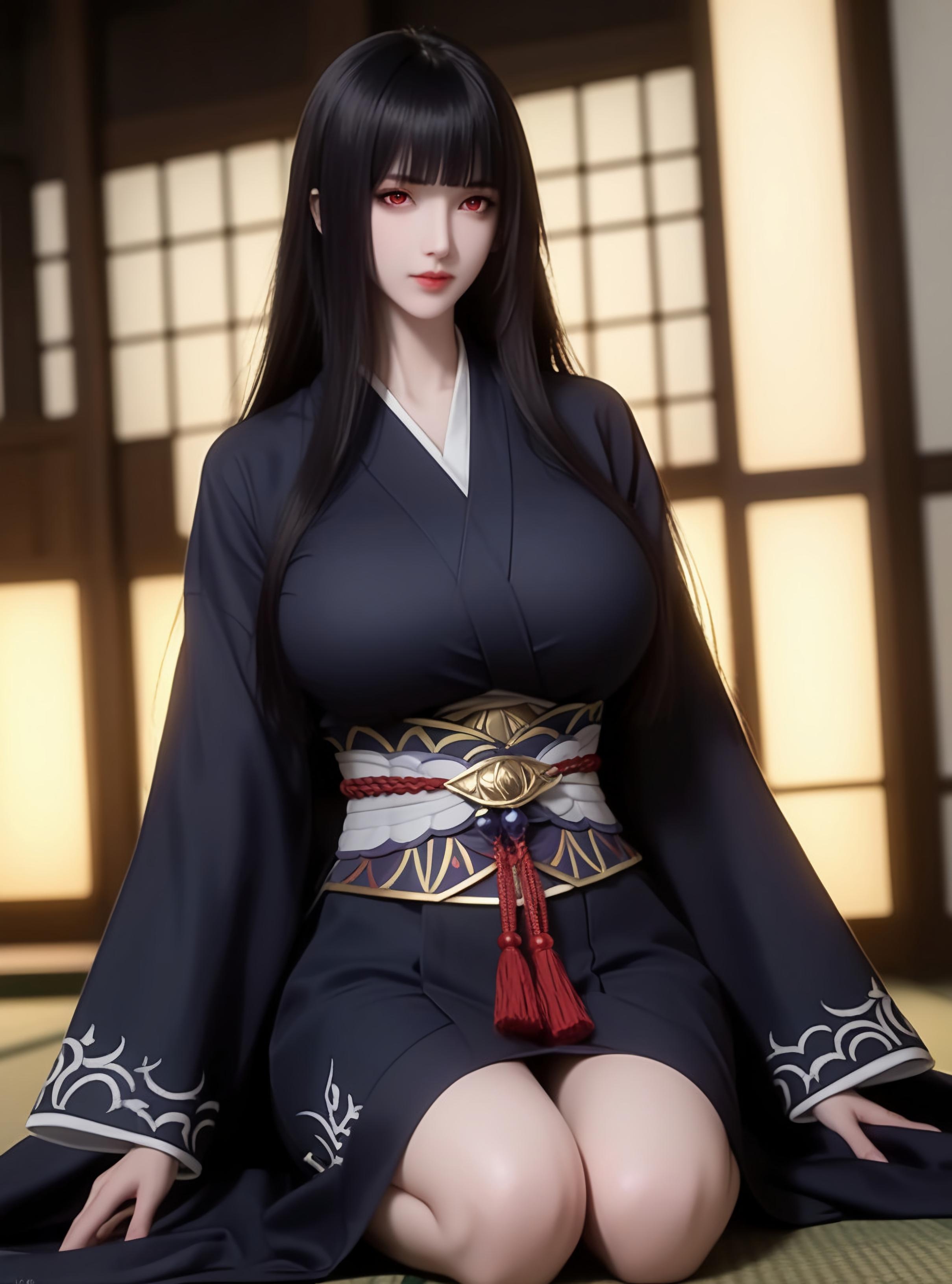 AI Generated Anime Girl - Glass：黑色短发巨乳多角色 学生护士女仆兔郎体操服皮衣透明裸围裙 开档诱惑 83P