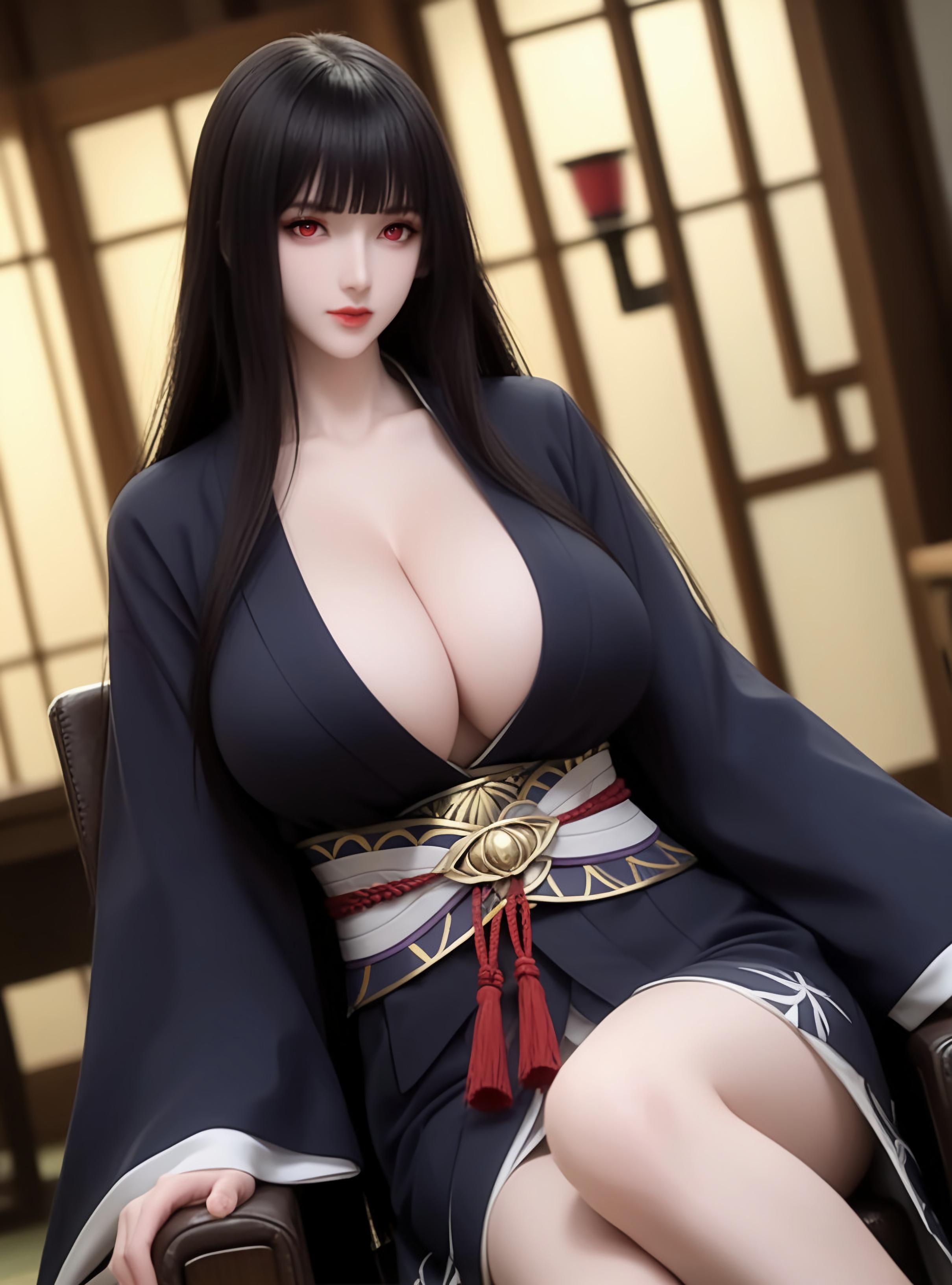 AI Generated Anime Girl - Glass：黑色短发巨乳多角色 学生护士女仆兔郎体操服皮衣透明裸围裙 开档诱惑 83P