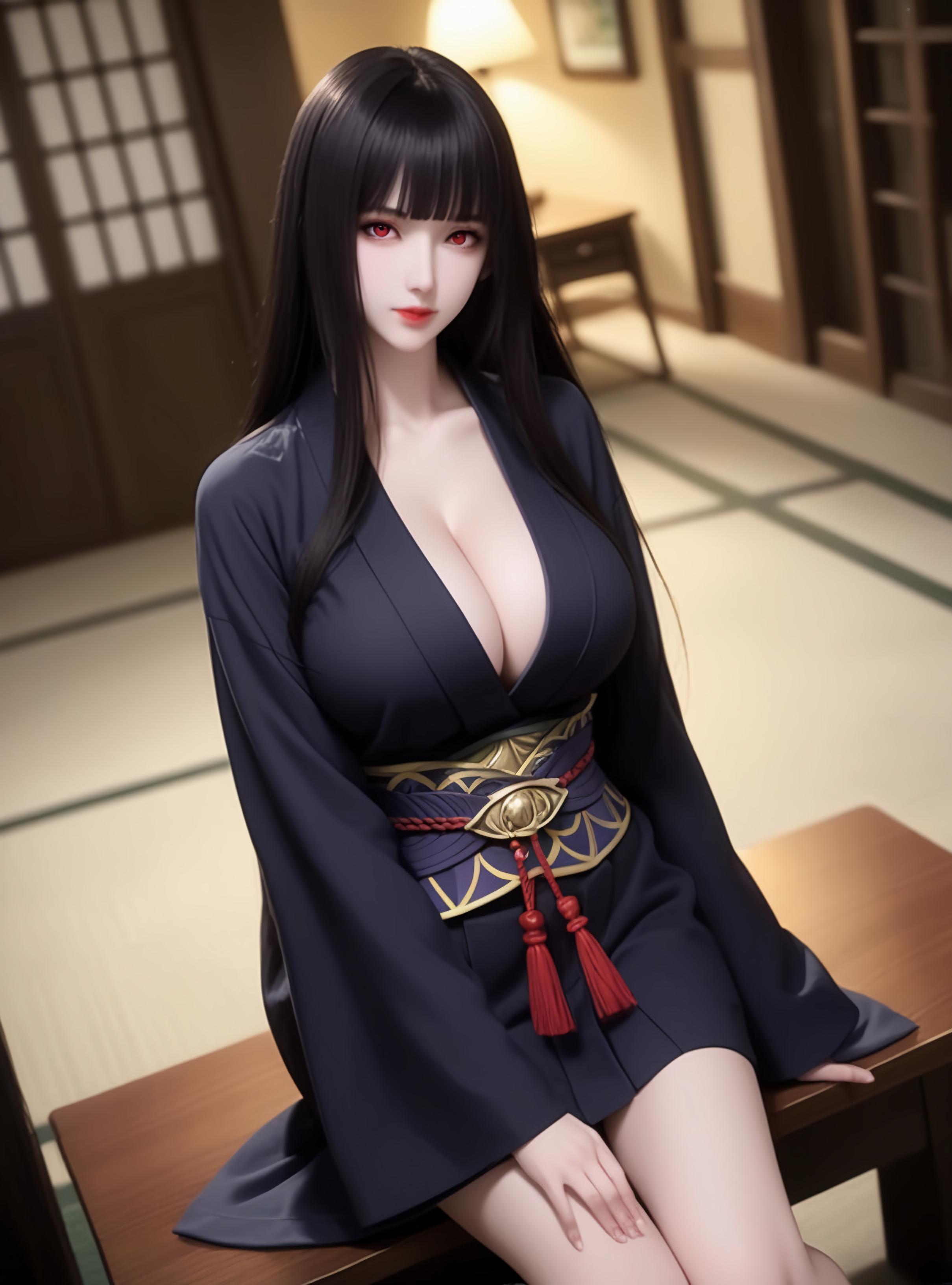 AI Generated Anime Girl - Glass：黑色短发巨乳多角色 学生护士女仆兔郎体操服皮衣透明裸围裙 开档诱惑 83P