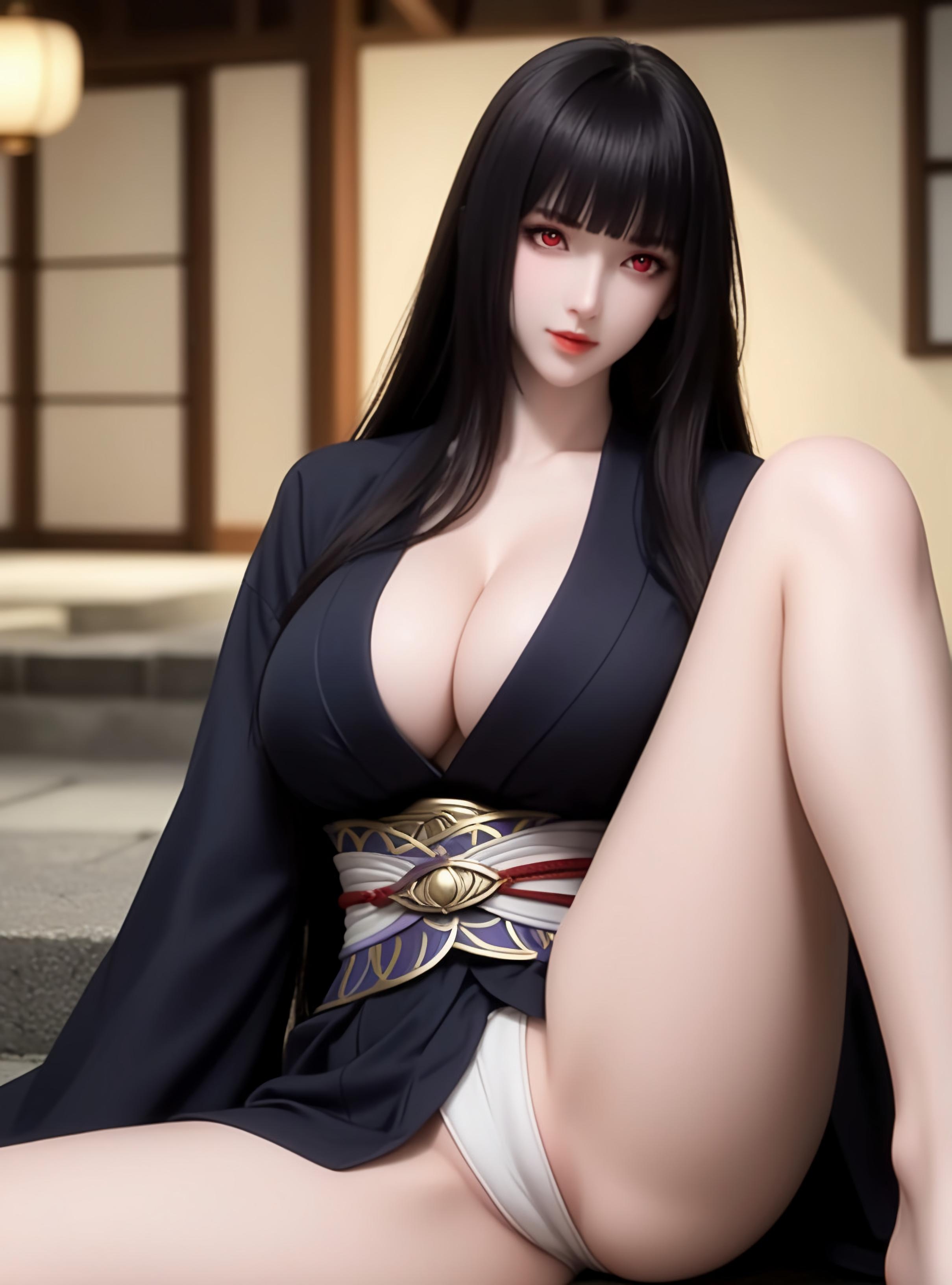 AI Generated Anime Girl - Glass：黑色短发巨乳多角色 学生护士女仆兔郎体操服皮衣透明裸围裙 开档诱惑 83P