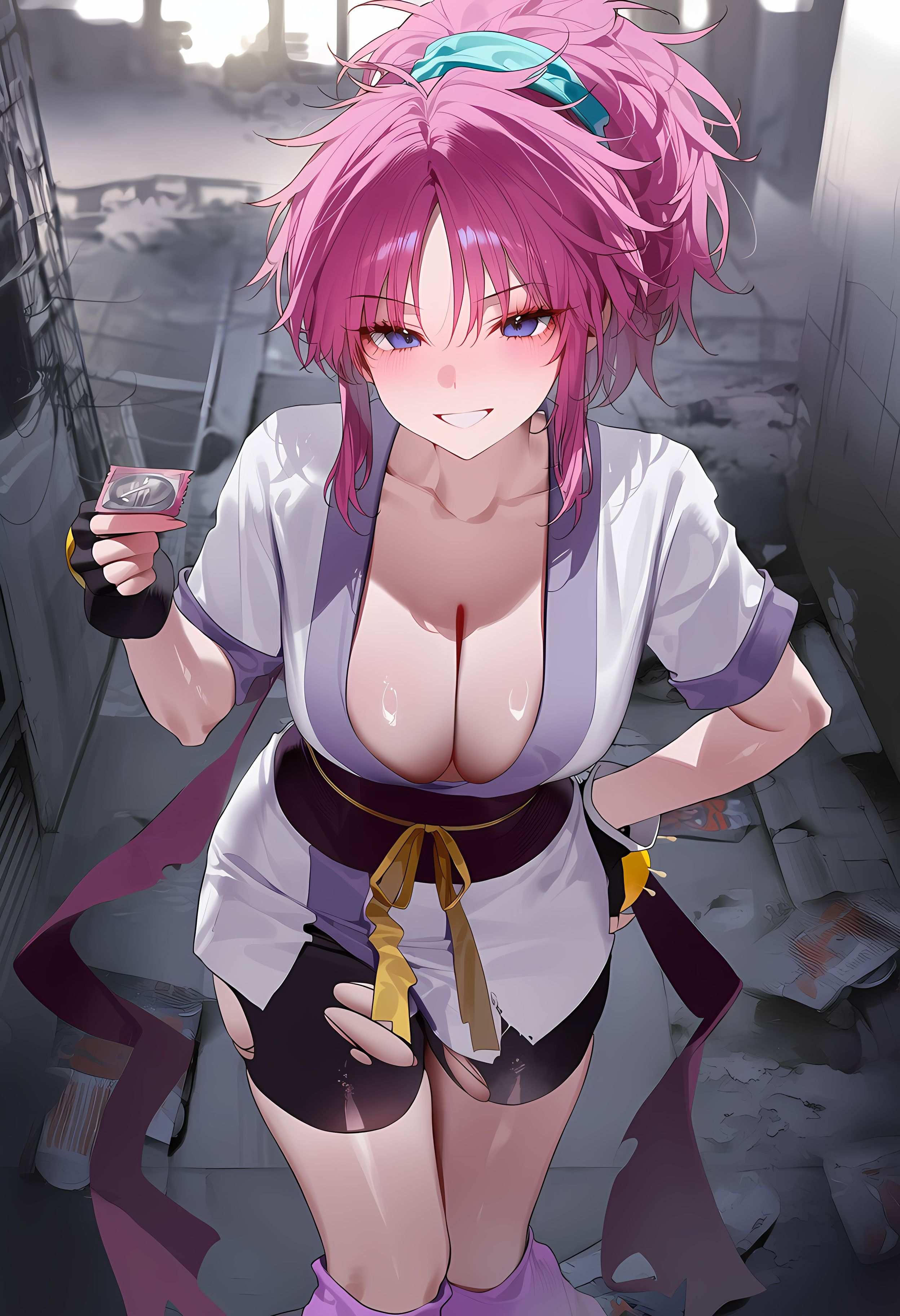 AI Generated Anime Girl - 玛奇·柯明：猎人×猎人紫发魅惑少女 低胸装诱惑撩人姿势 368P