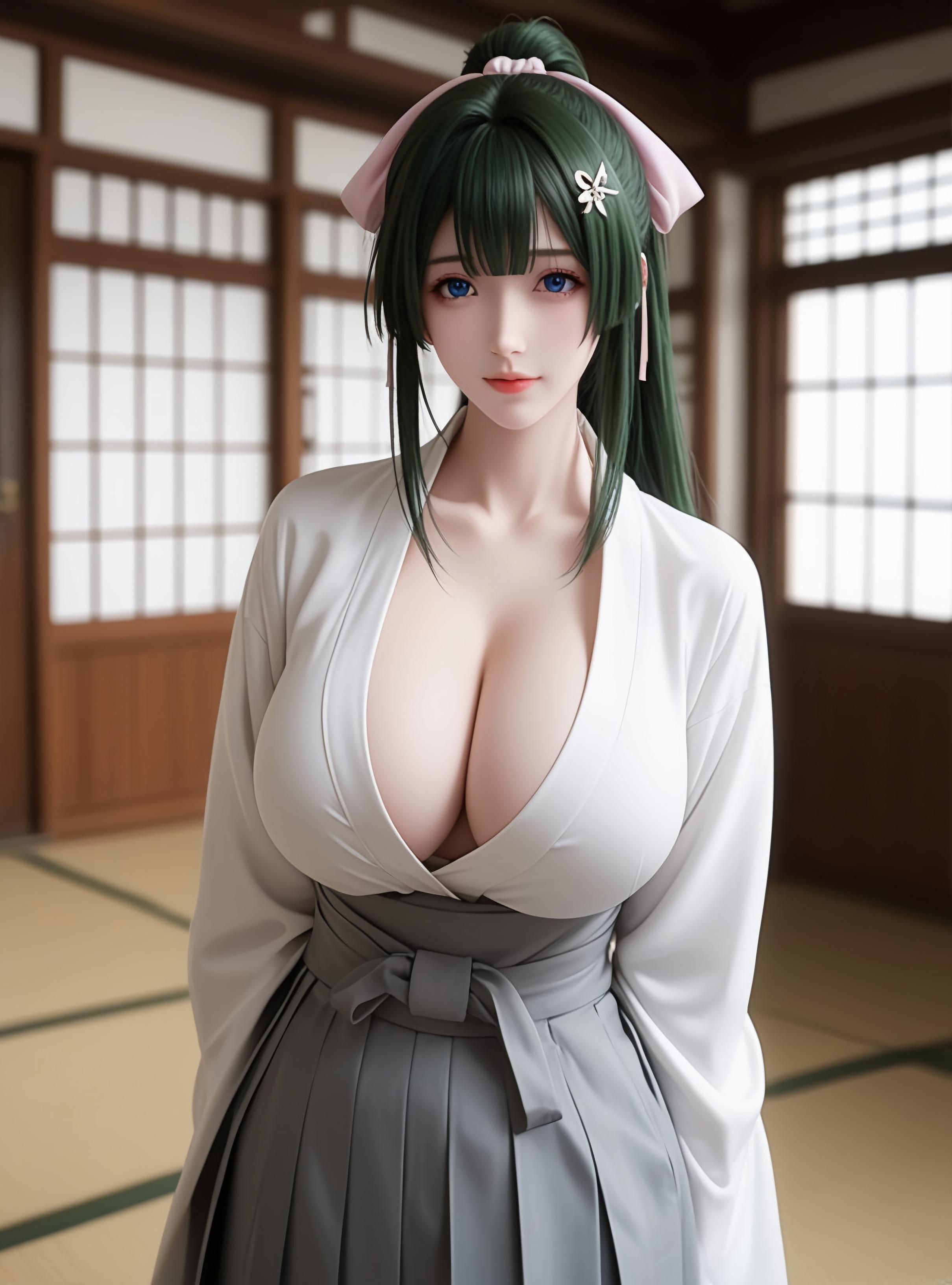 AI Generated Anime Girl - Yomogi Emarl：白皙肌肤完美曲线 巨乳低胸装撩人姿势 87P