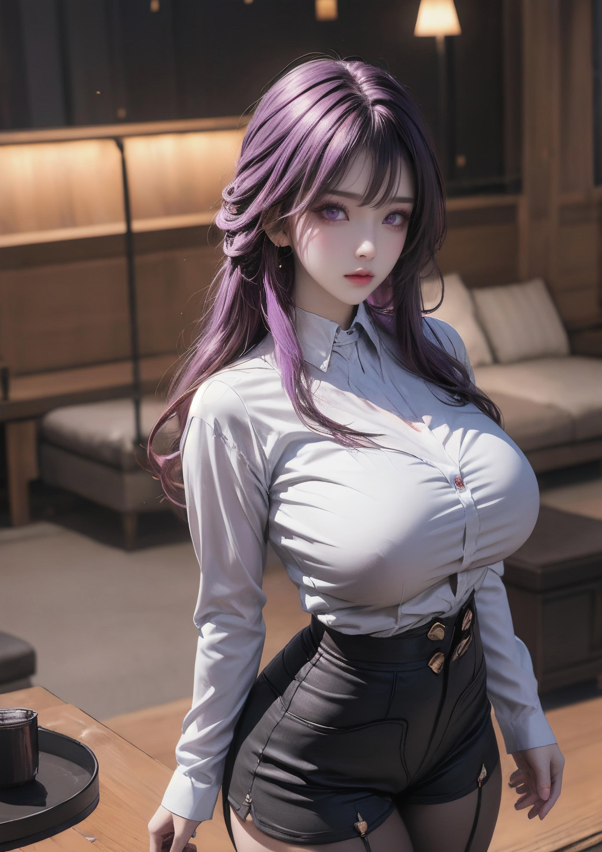 AI Generated Anime Girl - 卡芙卡：星穹铁道白发御姐 完美曲线下白皙肌肤展现撩人姿势 72P