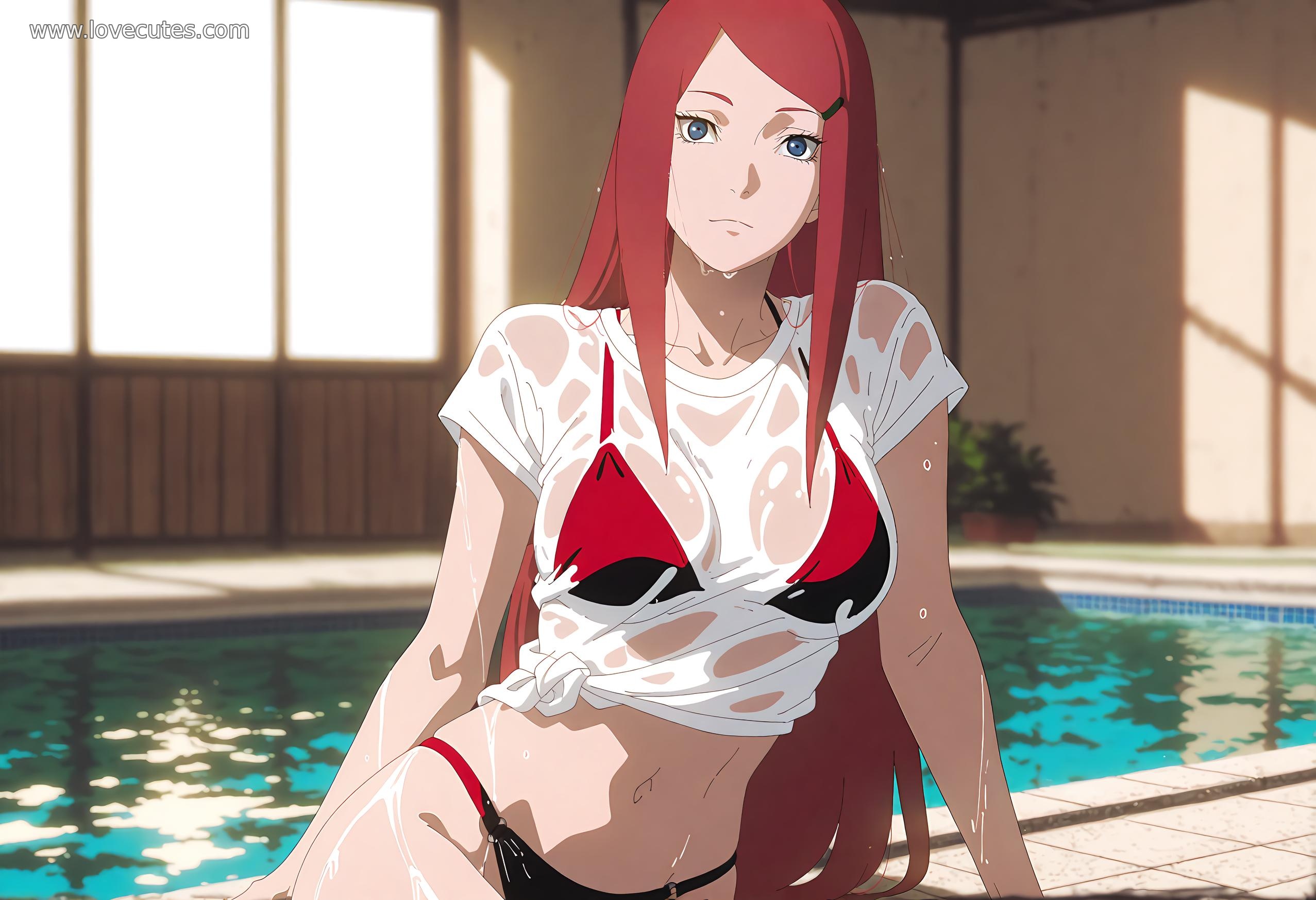 AI Generated Anime Girl - 漩涡玖辛奈：火影忍者红发美女 撩人姿势下展现青春活力 92P