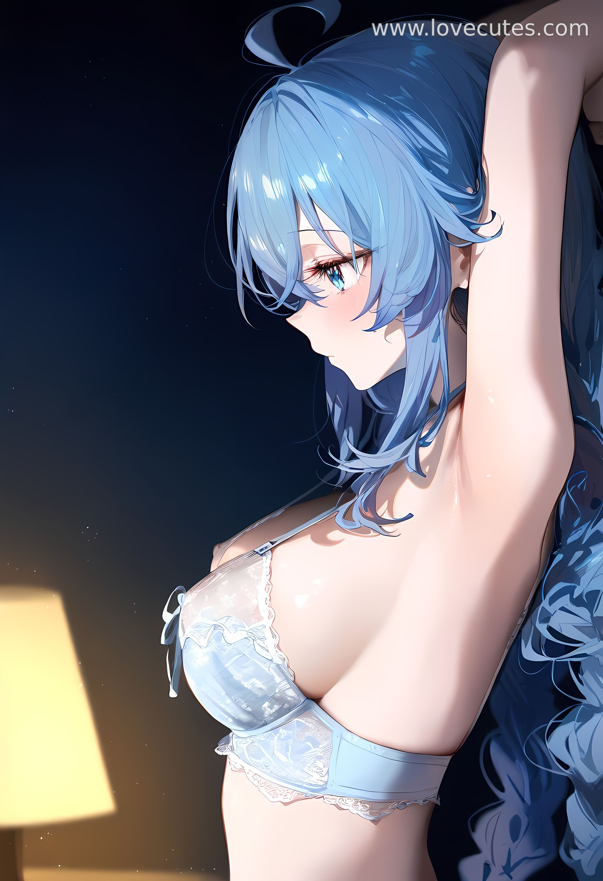 AI Generated Anime Girl - 罗克希：无职转生蓝发御姐 蕾丝内衣撩人姿势露穴 292P
