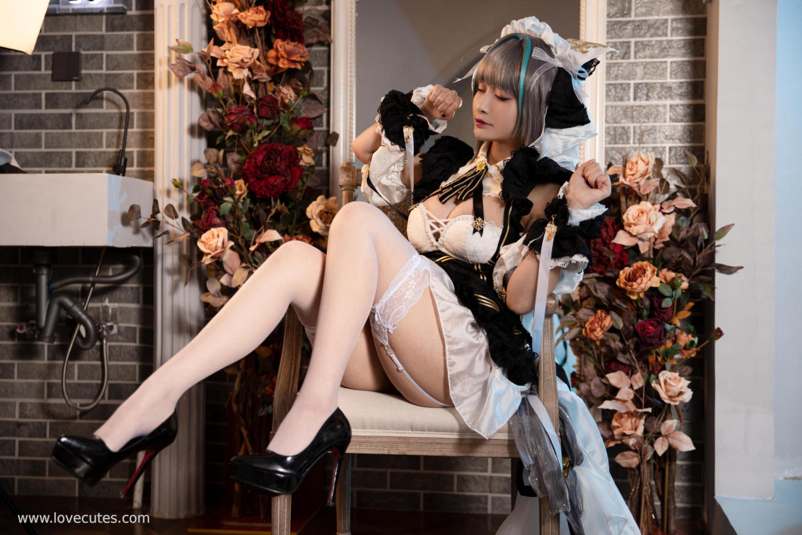 [cosplay] 洛璃 LoLiSAMA - cos 柴郡：真人写实碧蓝航线猫娘兽耳 撕裂服装白丝巨乳翘臀开档 极致诱惑无修正 67P