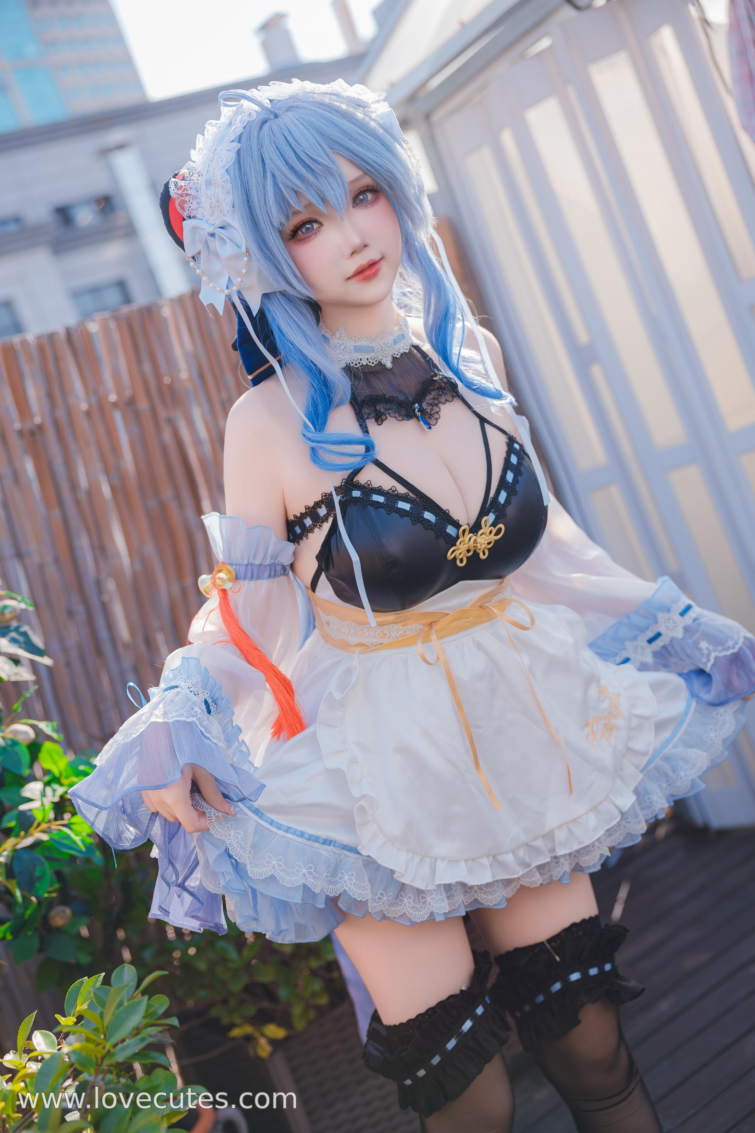 [cosplay] 雪晴Astra - 甘雨女仆：黑丝女仆造型的角色还原 温柔与性感并存的私房风格呈现 31P1V