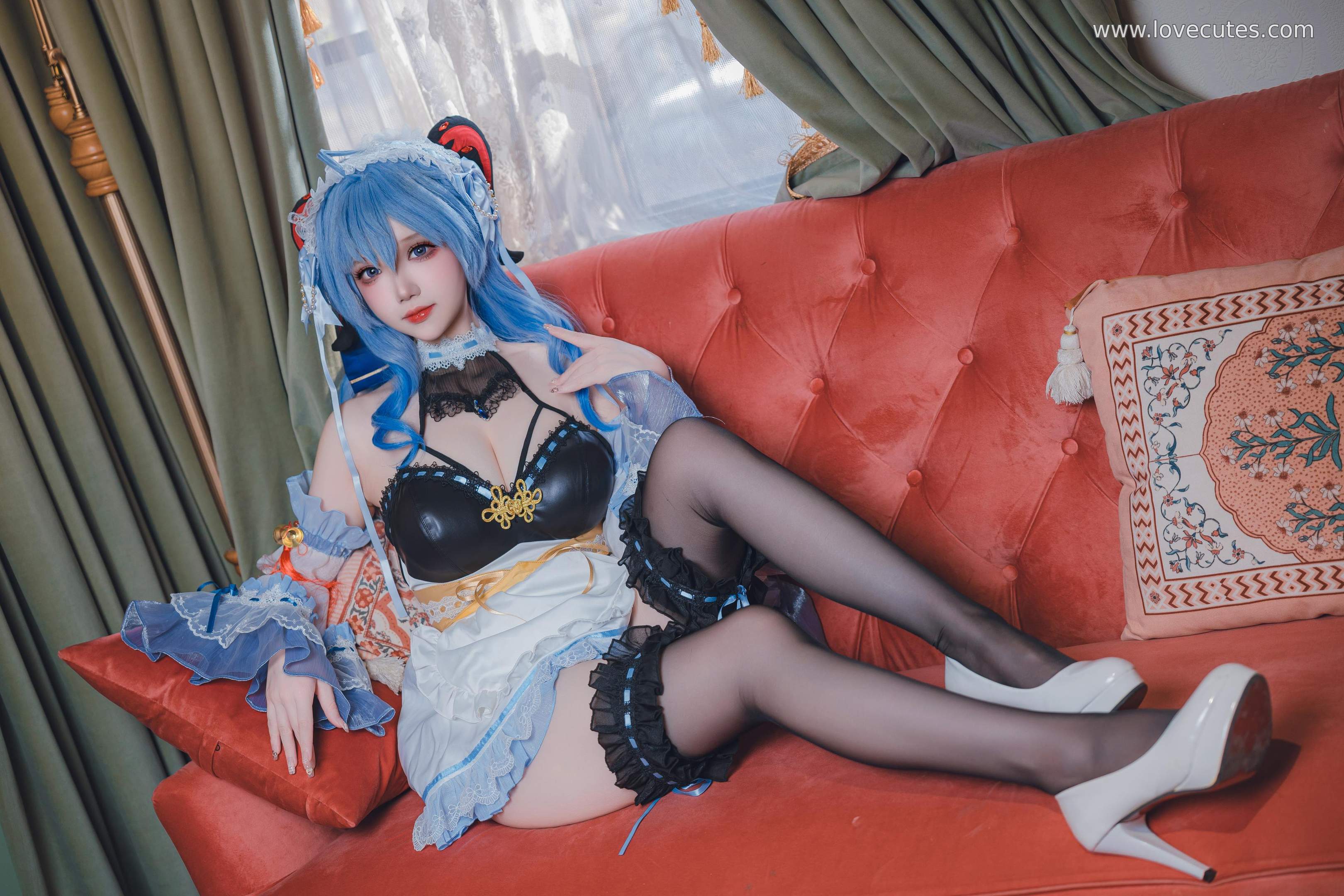 [cosplay] 雪晴Astra - 甘雨女仆：黑丝女仆造型的角色还原 温柔与性感并存的私房风格呈现 31P1V