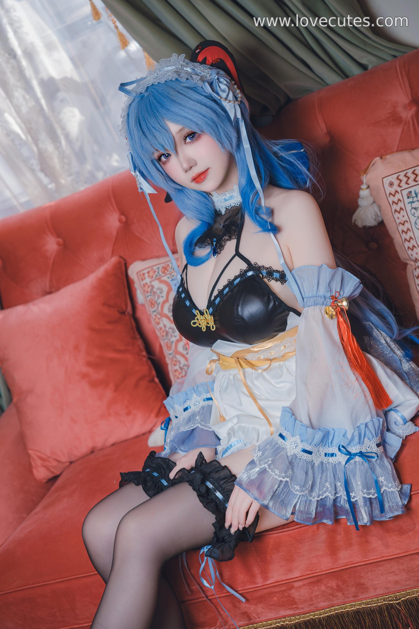 [cosplay] 雪晴Astra - 甘雨女仆：黑丝女仆造型的角色还原 温柔与性感并存的私房风格呈现 31P1V