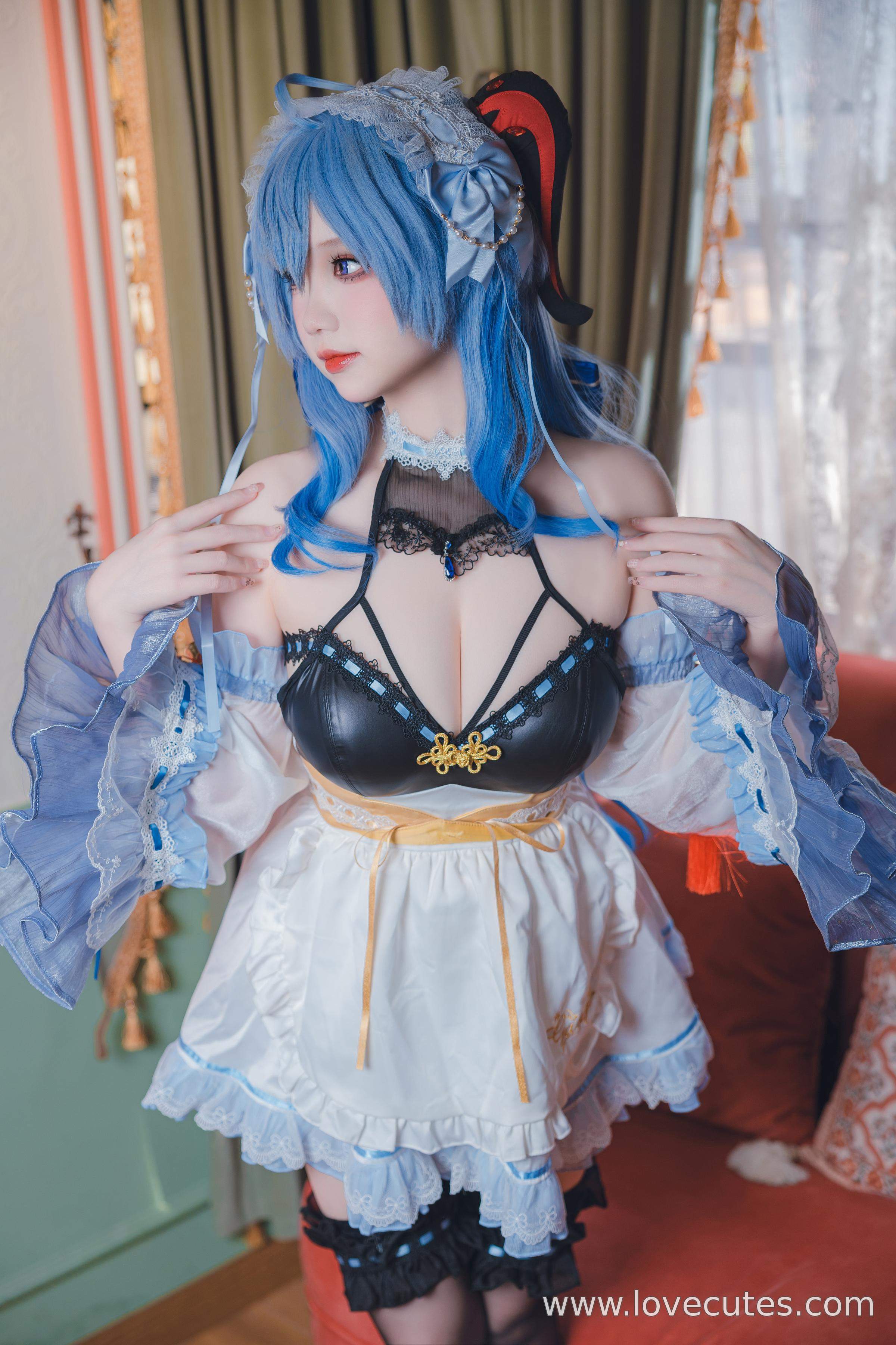 [cosplay] 雪晴Astra - 甘雨女仆：黑丝女仆造型的角色还原 温柔与性感并存的私房风格呈现 31P1V