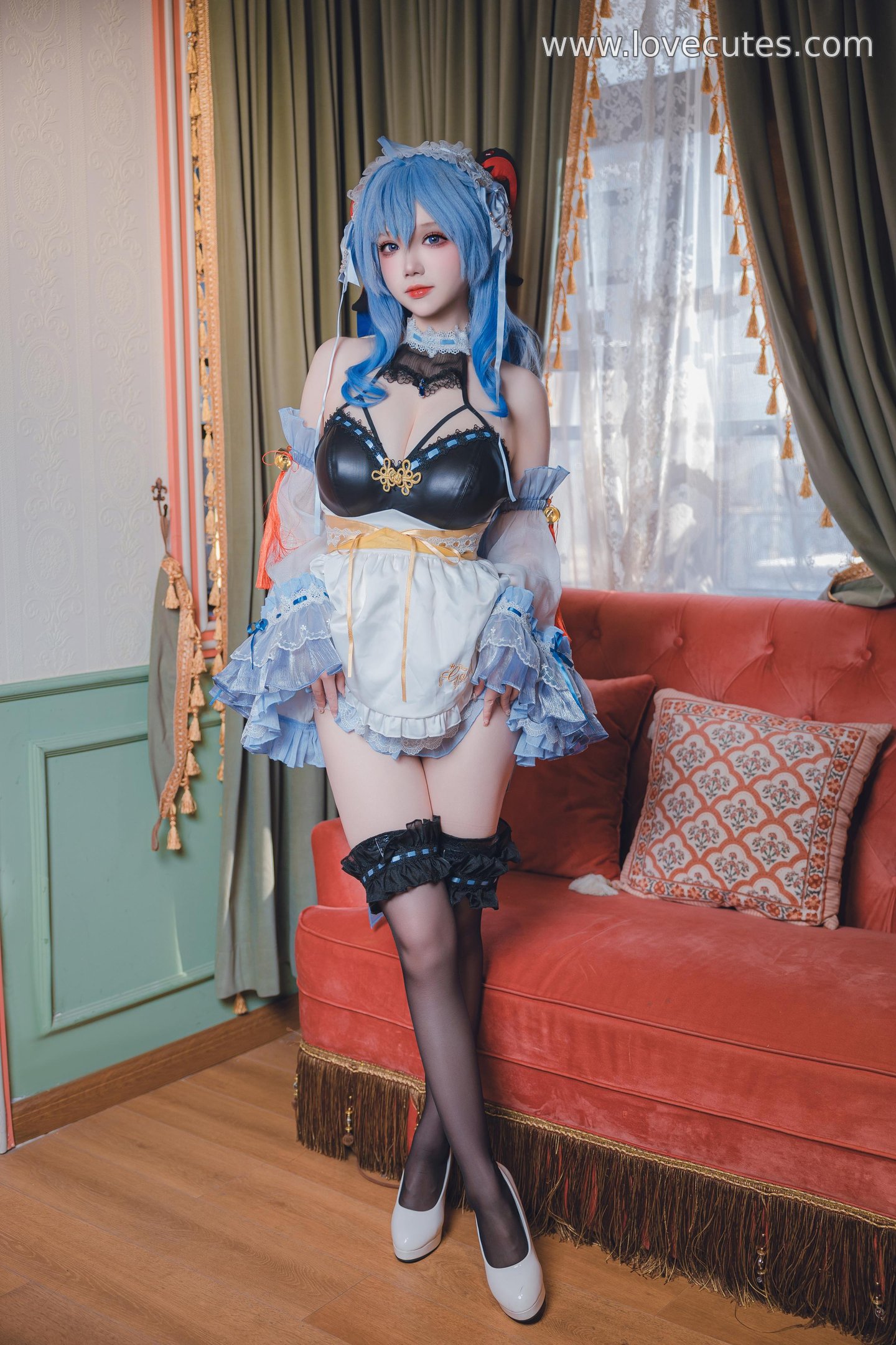 [cosplay] 雪晴Astra - 甘雨女仆：黑丝女仆造型的角色还原 温柔与性感并存的私房风格呈现 31P1V