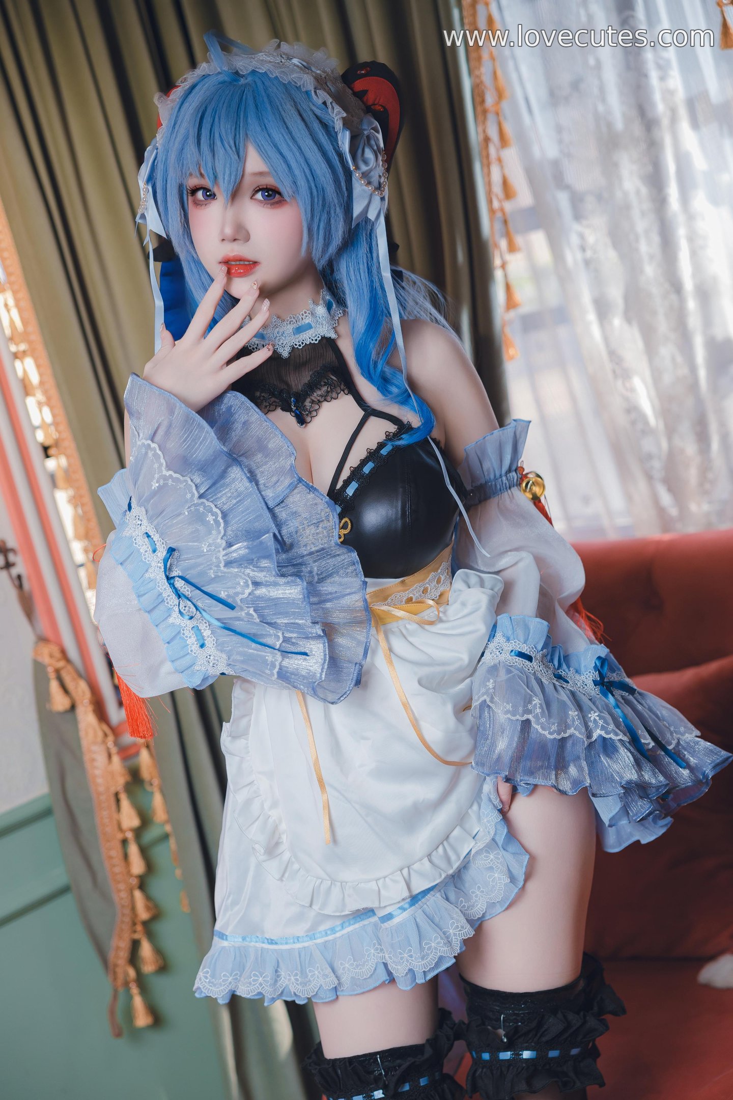 [cosplay] 雪晴Astra - 甘雨女仆：黑丝女仆造型的角色还原 温柔与性感并存的私房风格呈现 31P1V