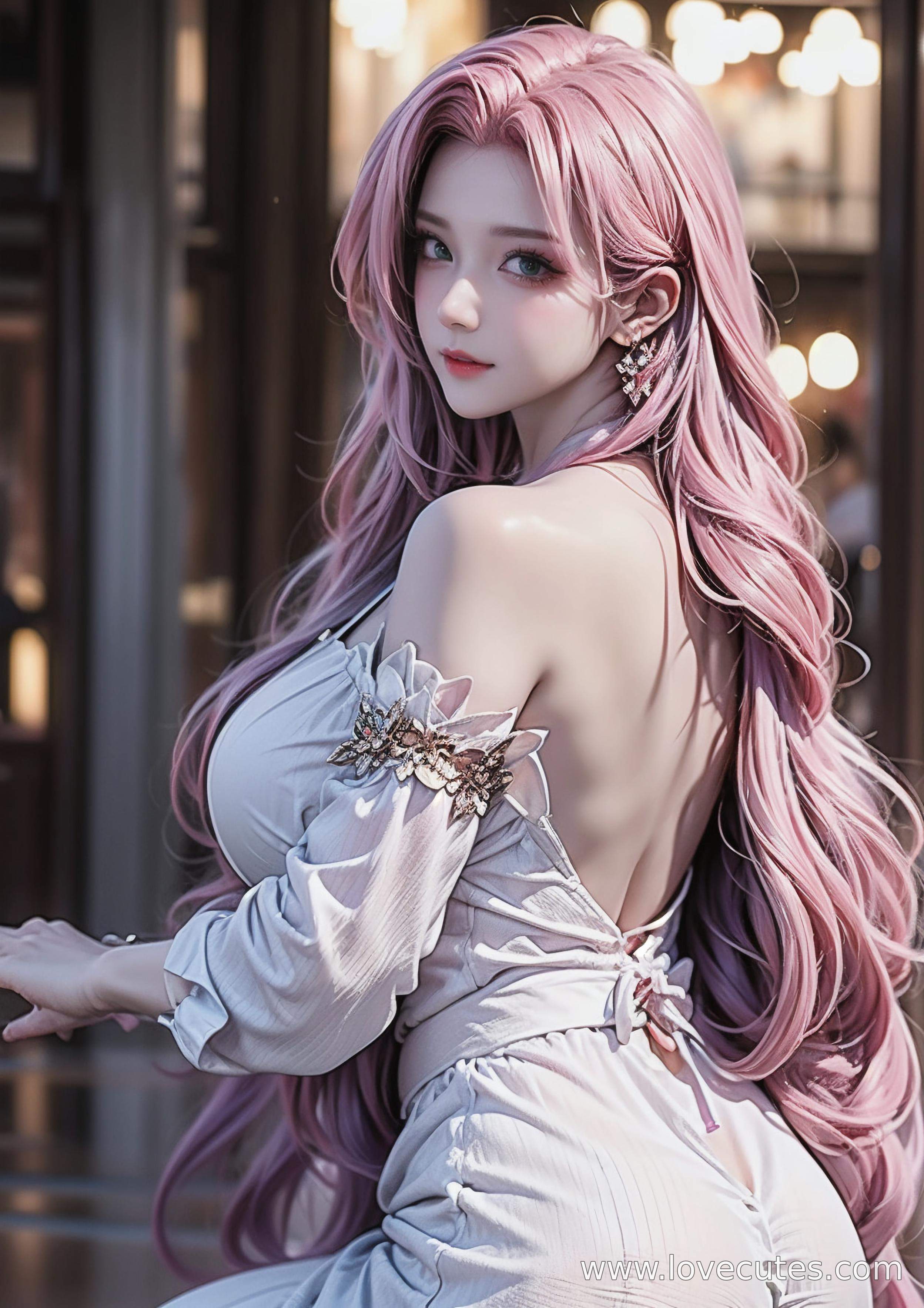 AI Generated Anime Girl - 萨勒芬妮：星之守护者白虎少女 湿身撩人姿势下展现极致诱惑 68P