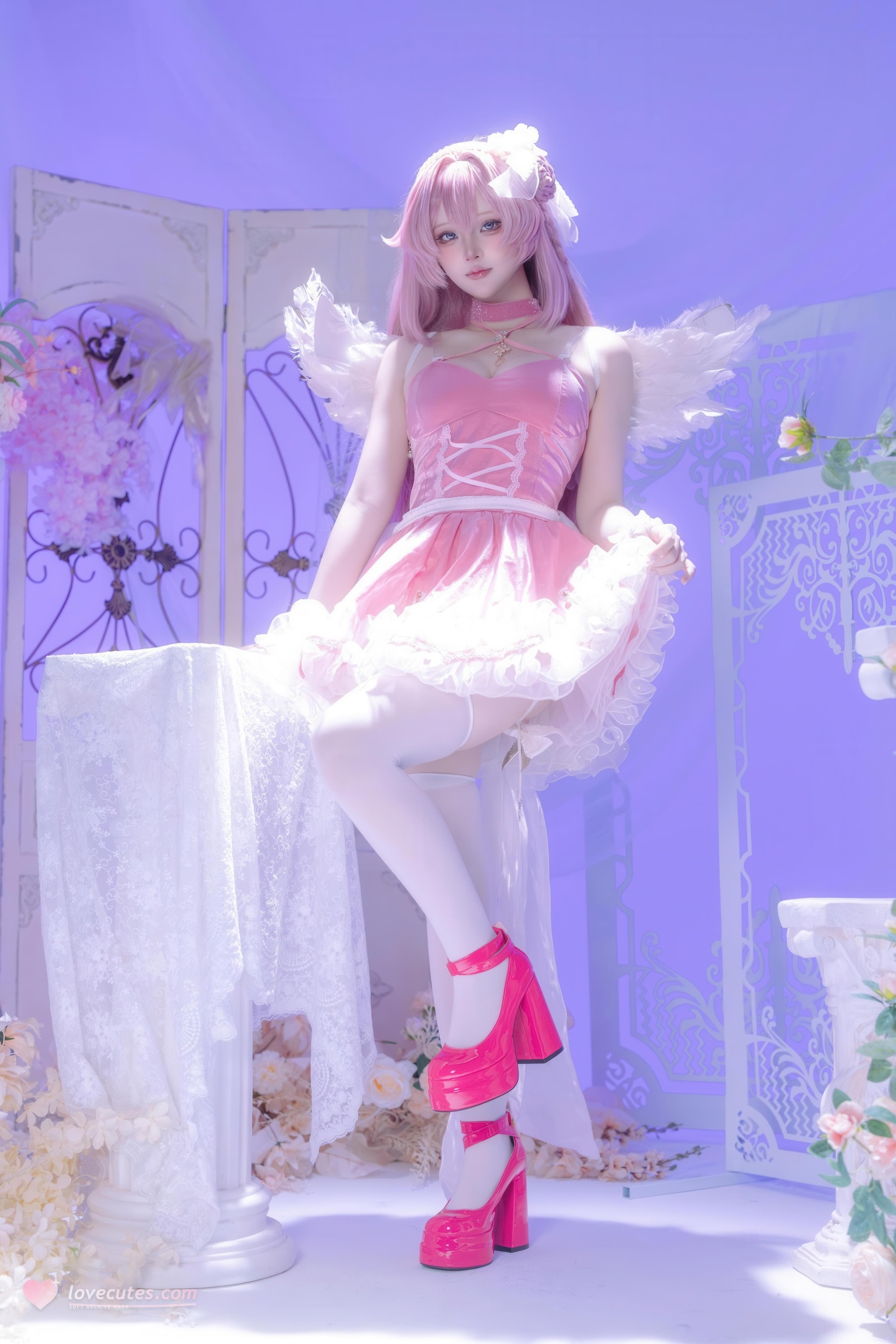 [cosplay] 屿鱼 - 桃乐丝·黎明派对：派对氛围下的角色还原 白丝少女感很抓眼 63P