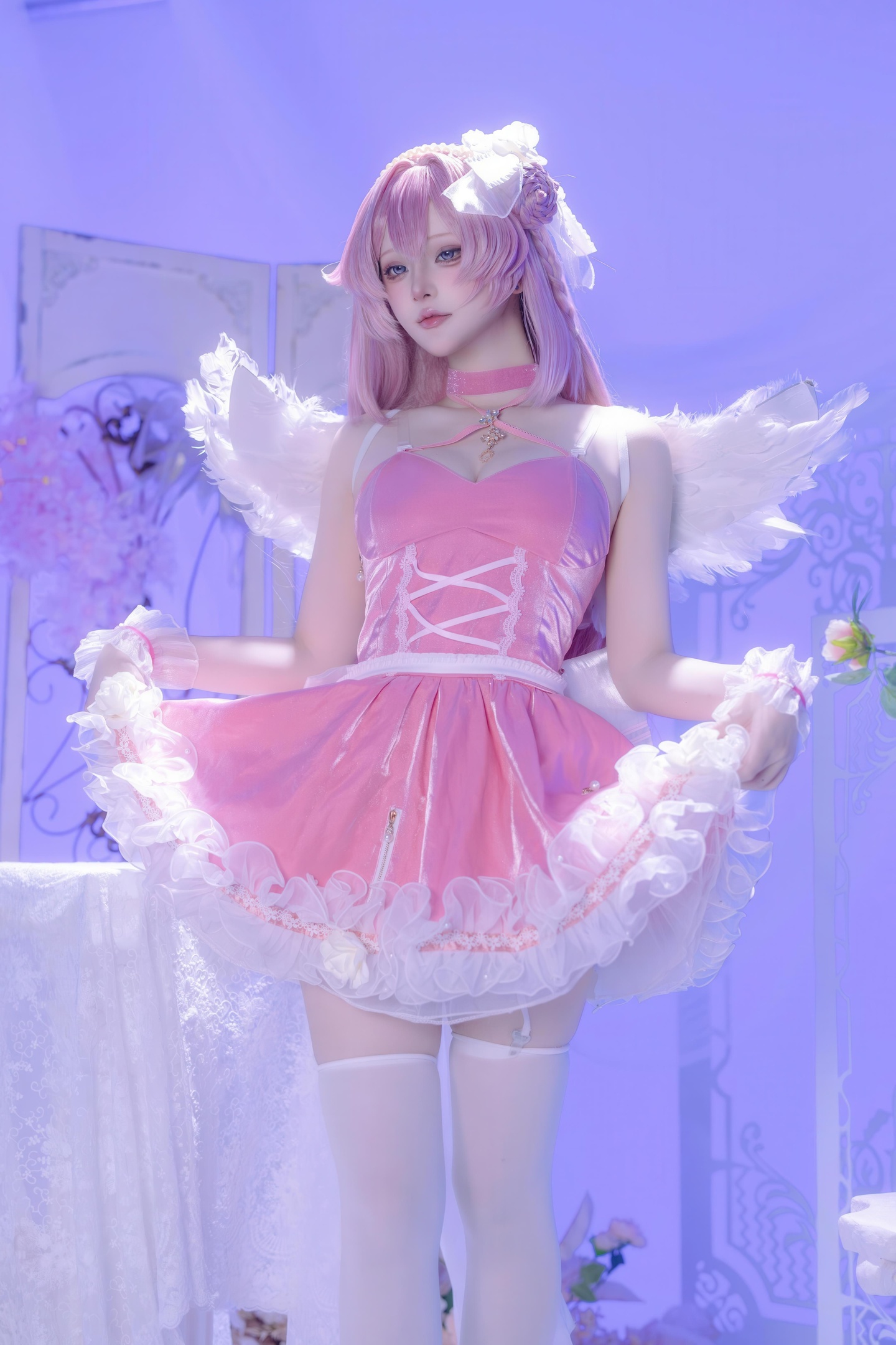 [cosplay] 屿鱼 - 桃乐丝·黎明派对：派对氛围下的角色还原 白丝少女感很抓眼 63P