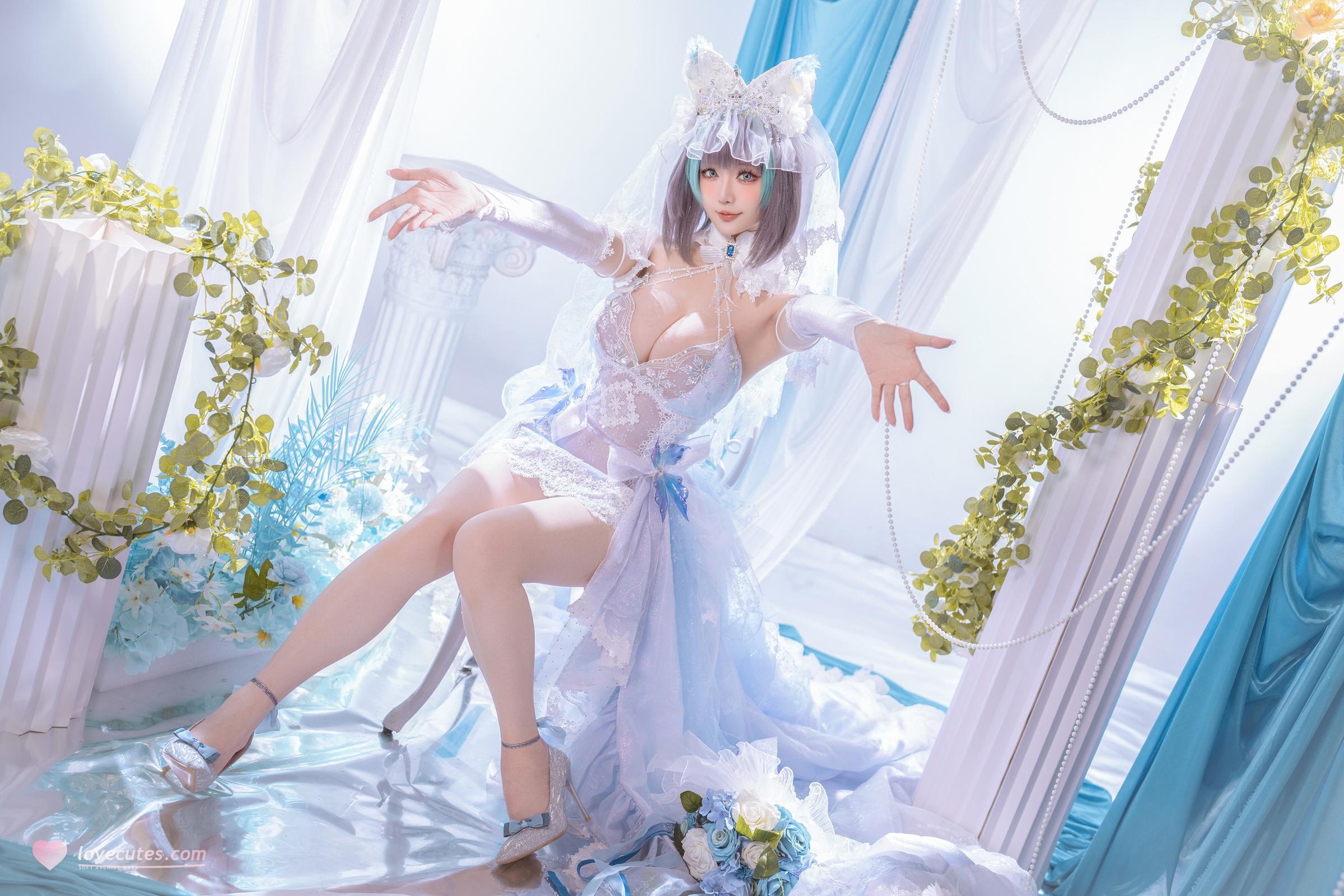 [cosplay] 星之迟迟Hoshilily - 碧蓝航线 柴郡：白蓝礼装与猫耳元素交织 甜美冷艳并存的角色还原 44P