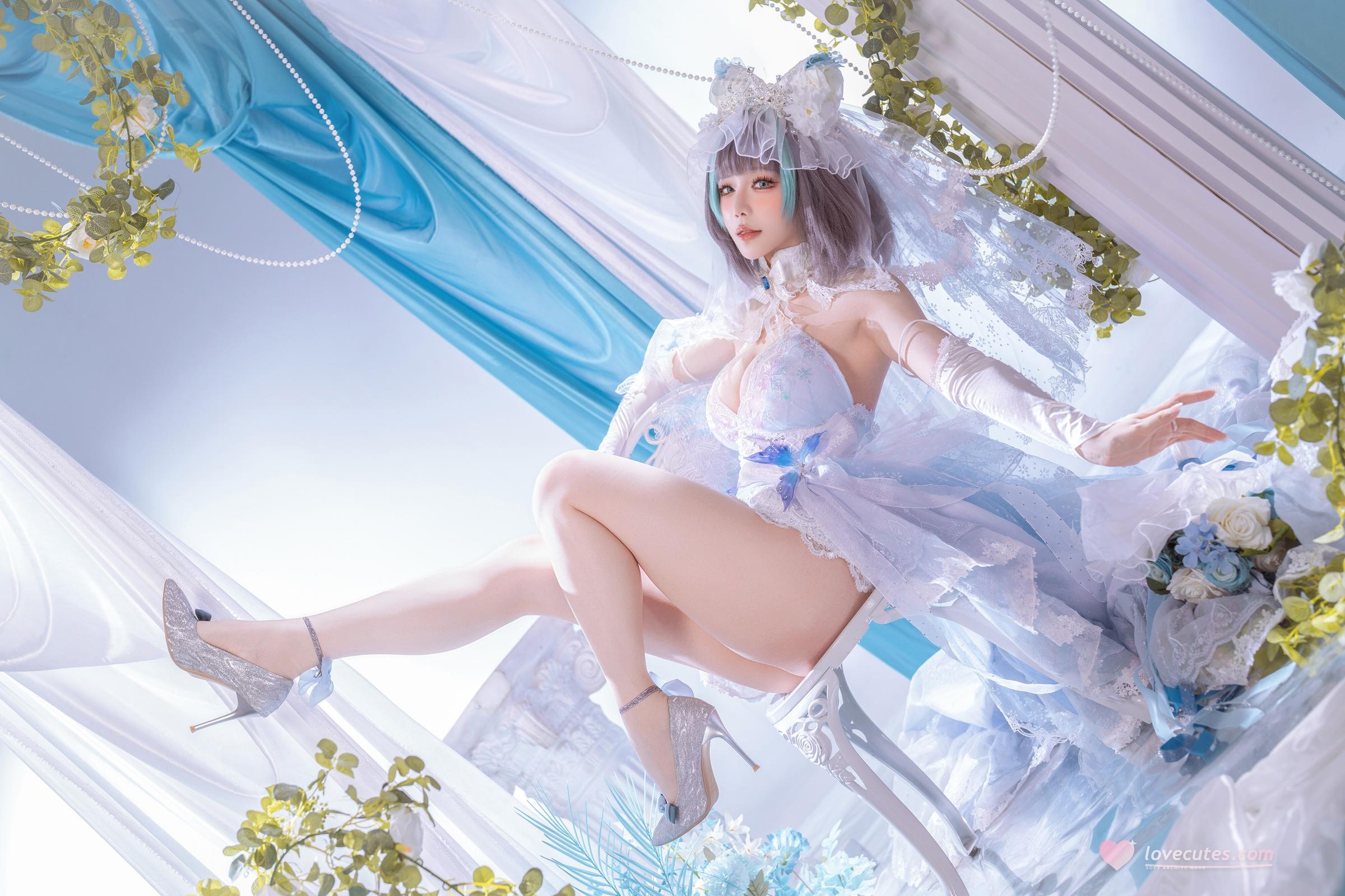 [cosplay] 星之迟迟Hoshilily - 碧蓝航线 柴郡：白蓝礼装与猫耳元素交织 甜美冷艳并存的角色还原 44P