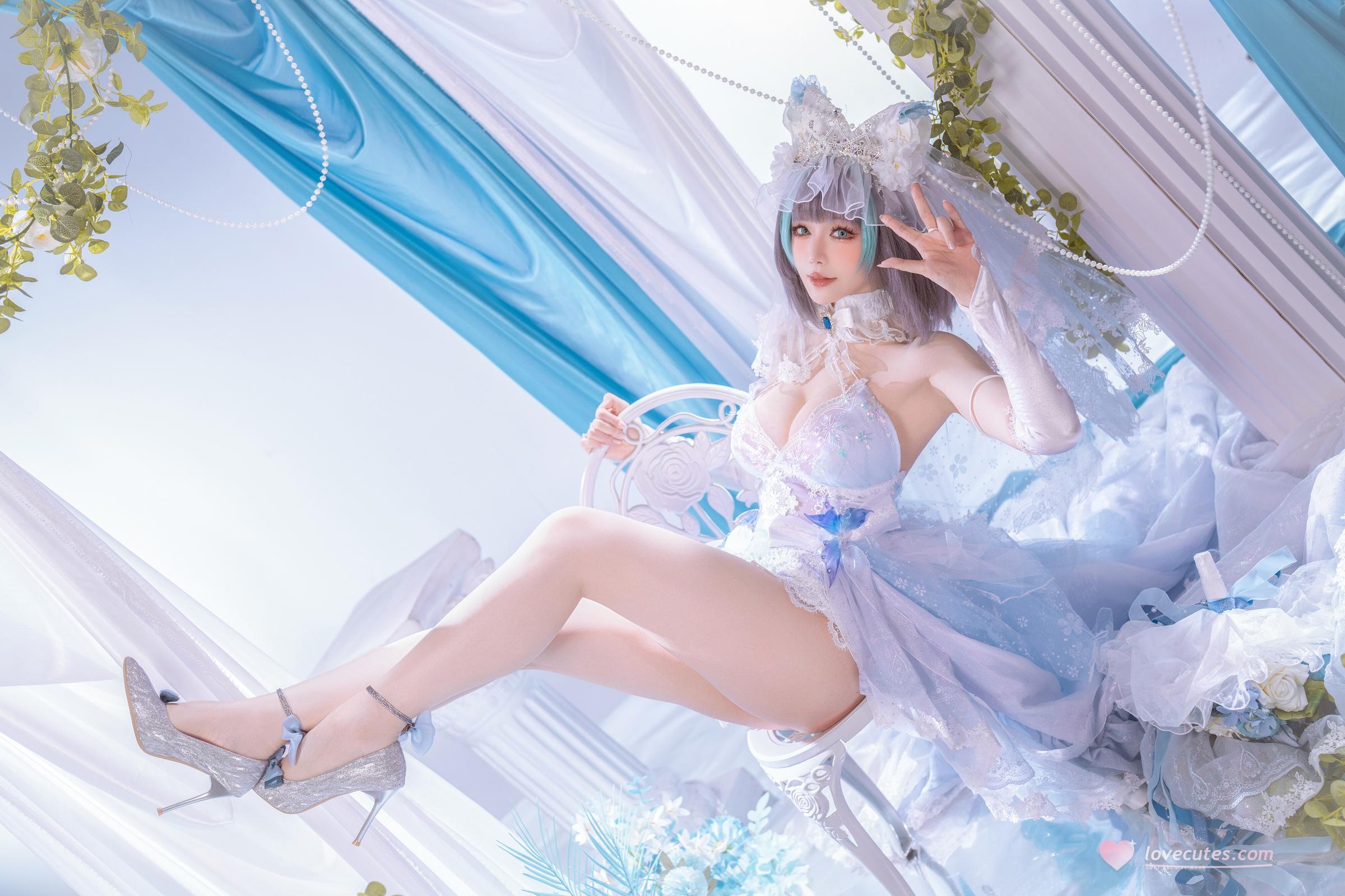 [cosplay] 星之迟迟Hoshilily - 碧蓝航线 柴郡：白蓝礼装与猫耳元素交织 甜美冷艳并存的角色还原 44P
