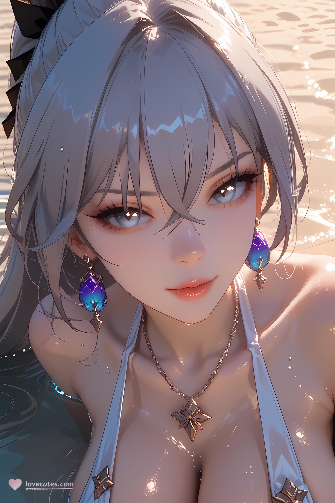 AI Generated Anime Girl - 崩坏星穹铁道 布洛妮娅：灰发粉色毛衣巨乳 32P