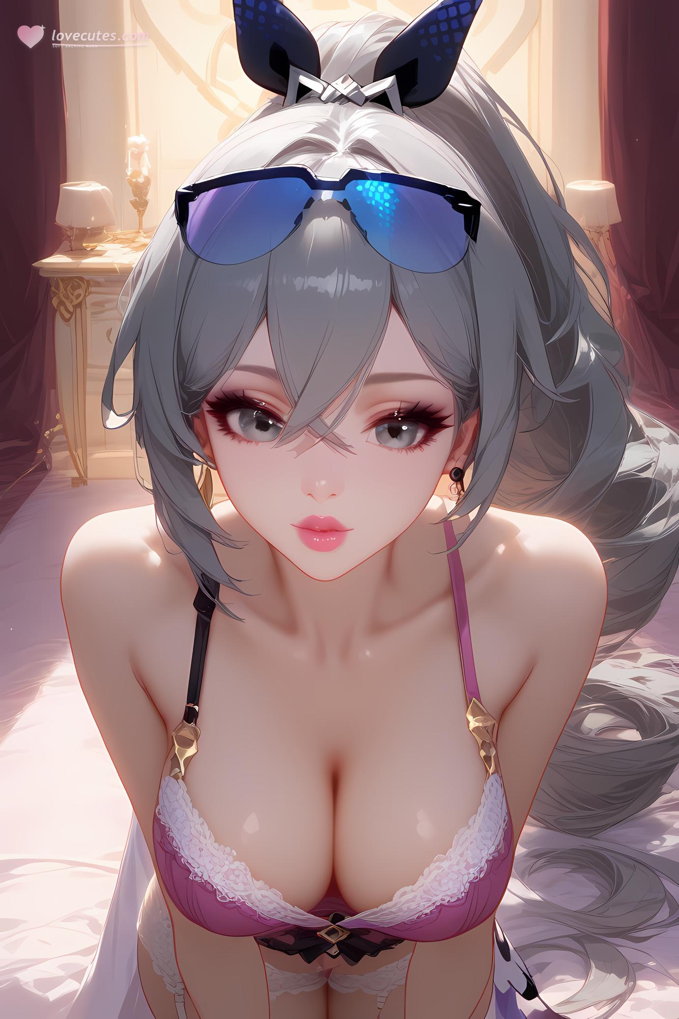 AI Generated Anime Girl - 崩坏星穹铁道 银狼：银发泳装爆乳特写 35P