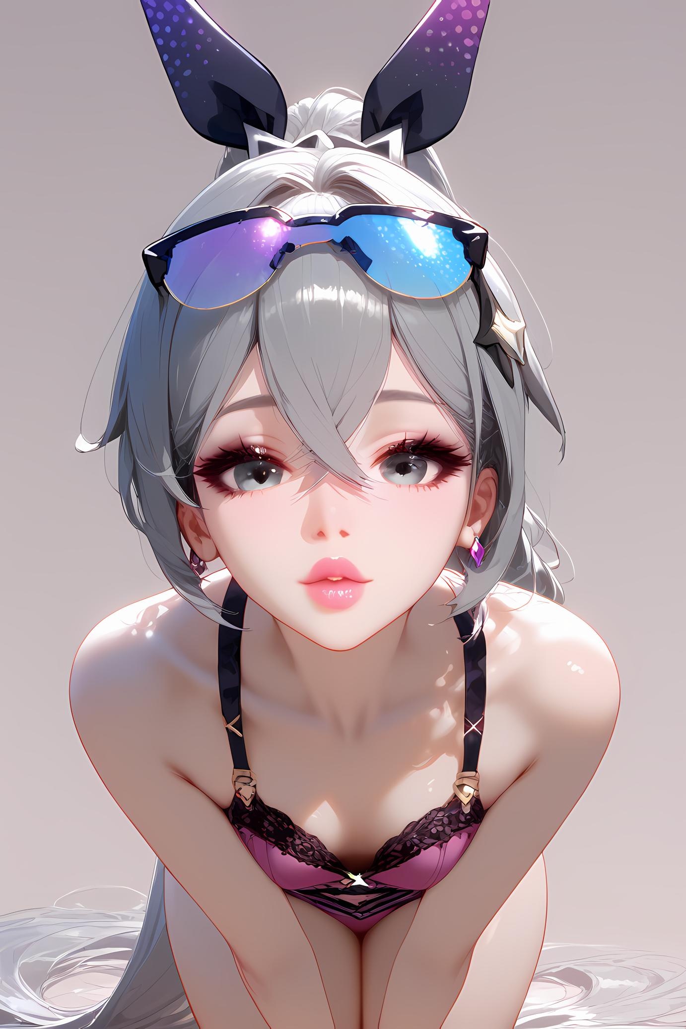 AI Generated Anime Girl - 崩坏星穹铁道 银狼：银发泳装爆乳特写 35P