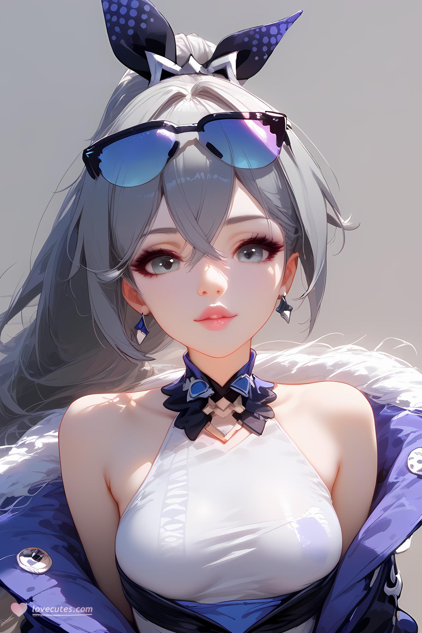 AI Generated Anime Girl - 崩坏星穹铁道 银狼：银发泳装爆乳特写 35P