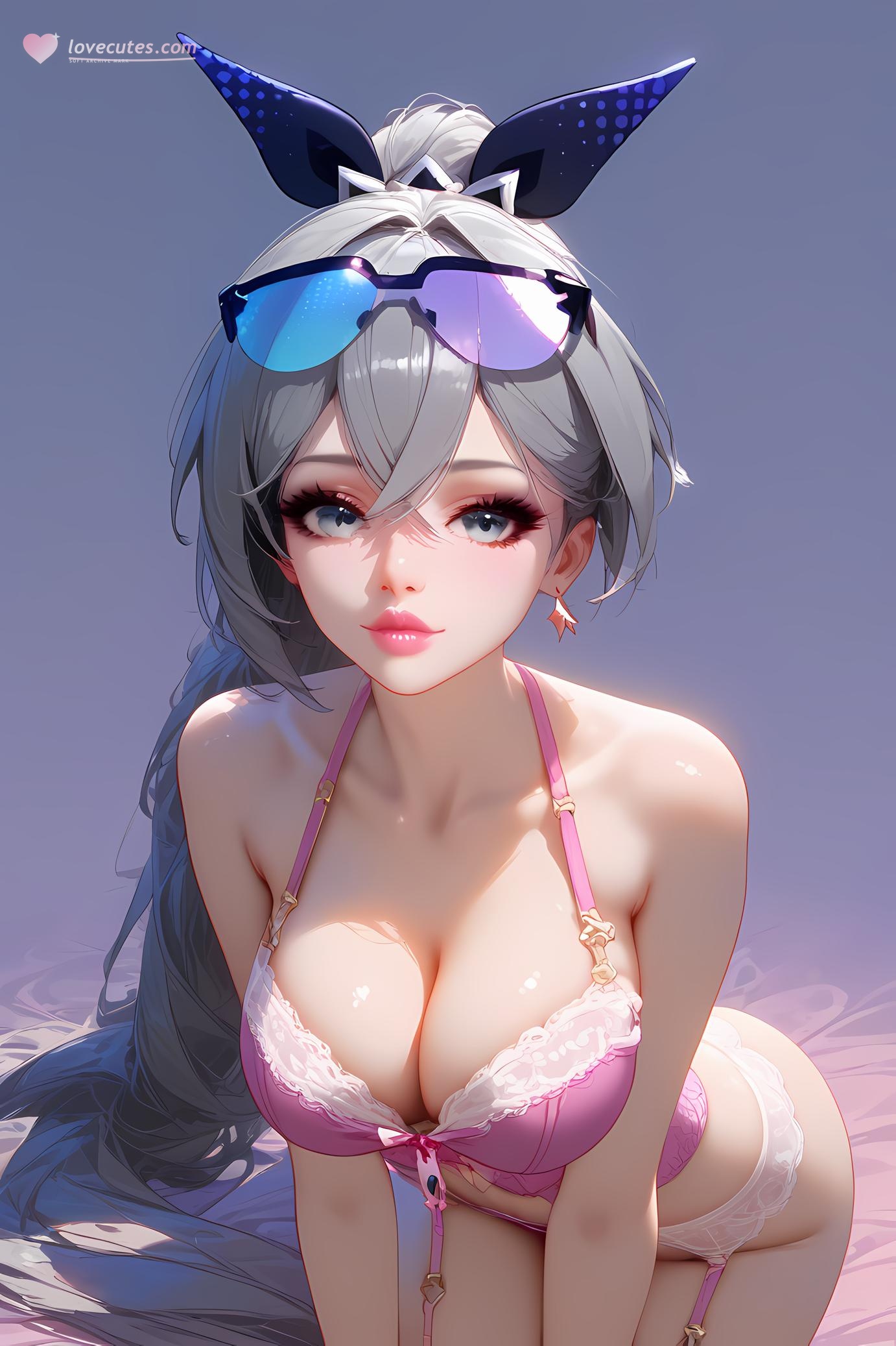 AI Generated Anime Girl - 崩坏星穹铁道 银狼：银发泳装爆乳特写 35P