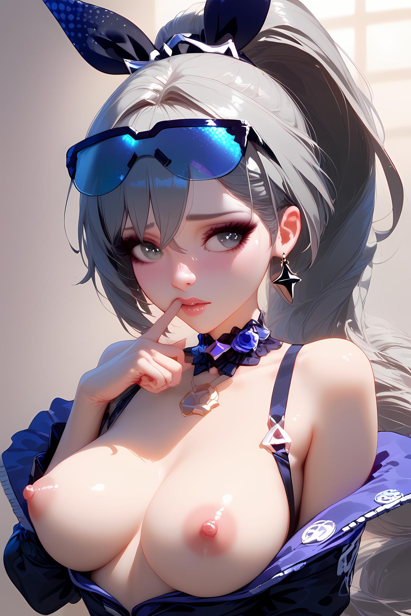 AI Generated Anime Girl - 崩坏星穹铁道 银狼：银发泳装爆乳特写 35P