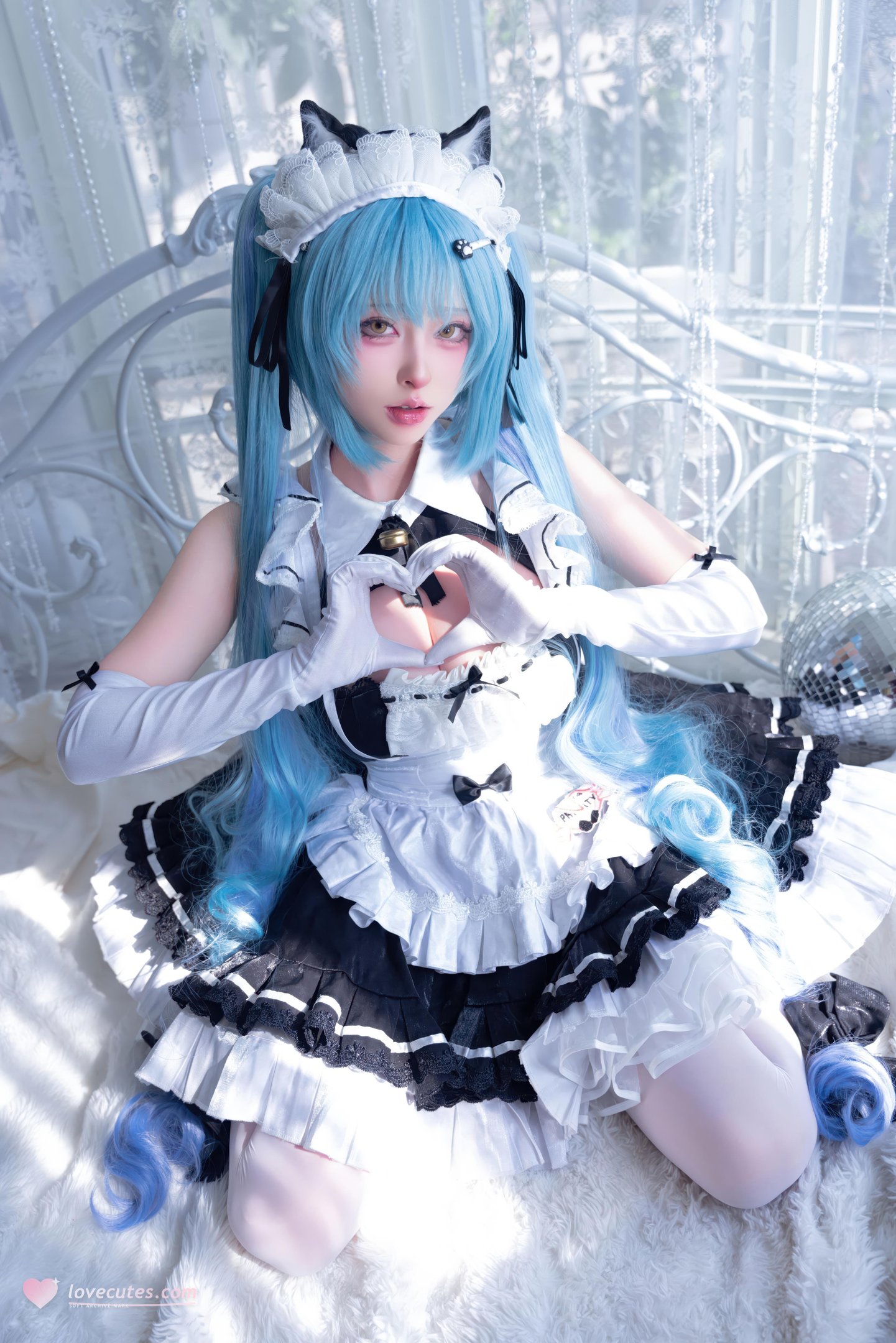 [cosplay] 清水由乃 - Nikke胜利女神 普利瓦蒂：蓝发猫耳女仆 白丝露点还原 85P1V